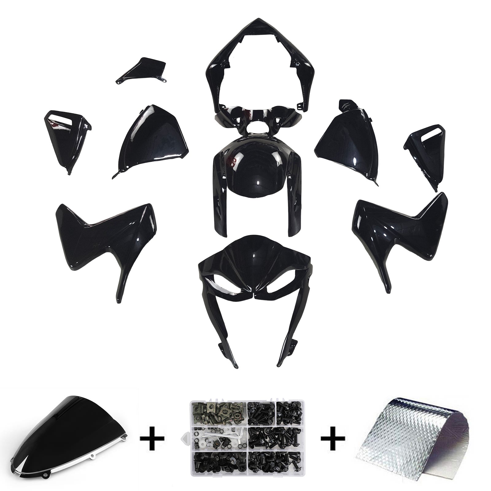 Amotopart Honda CB1000R 2008-2015 Kit de carenado negro brillante