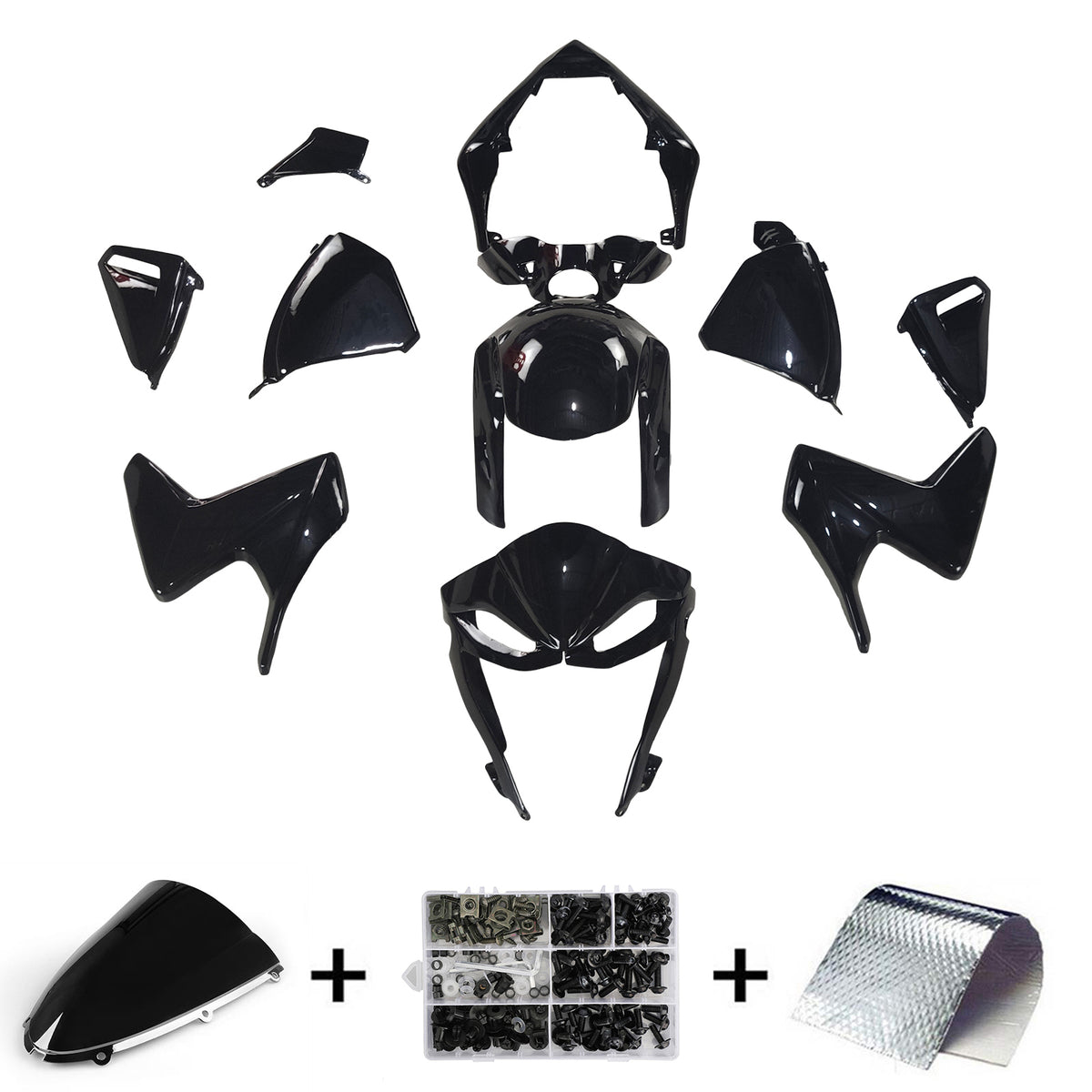 Kit de carénage Amotopart Honda CB1000R 2008-2015 noir brillant