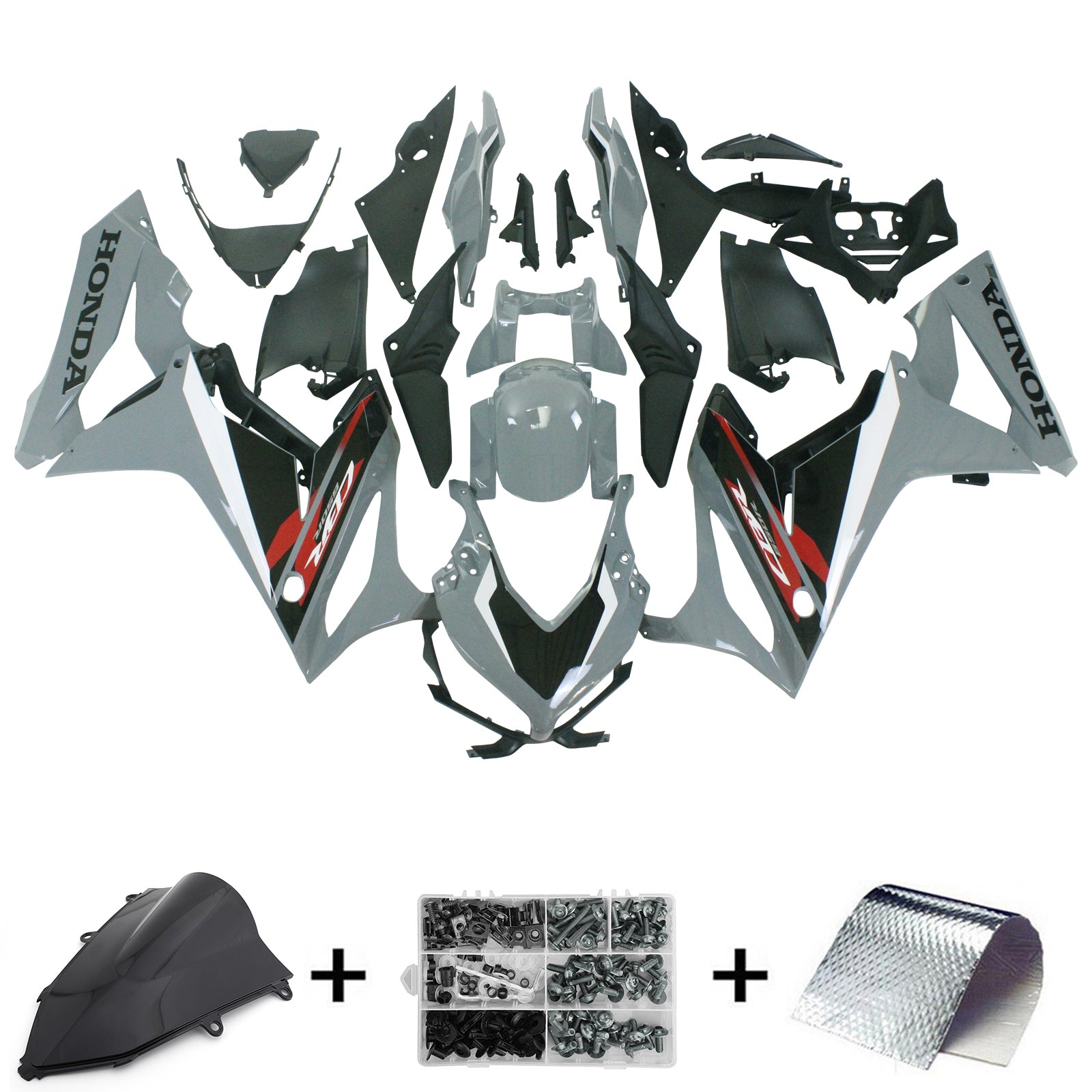 Kit de carénage Amotopart Honda CBR650R 2019-2020 noir et blanc