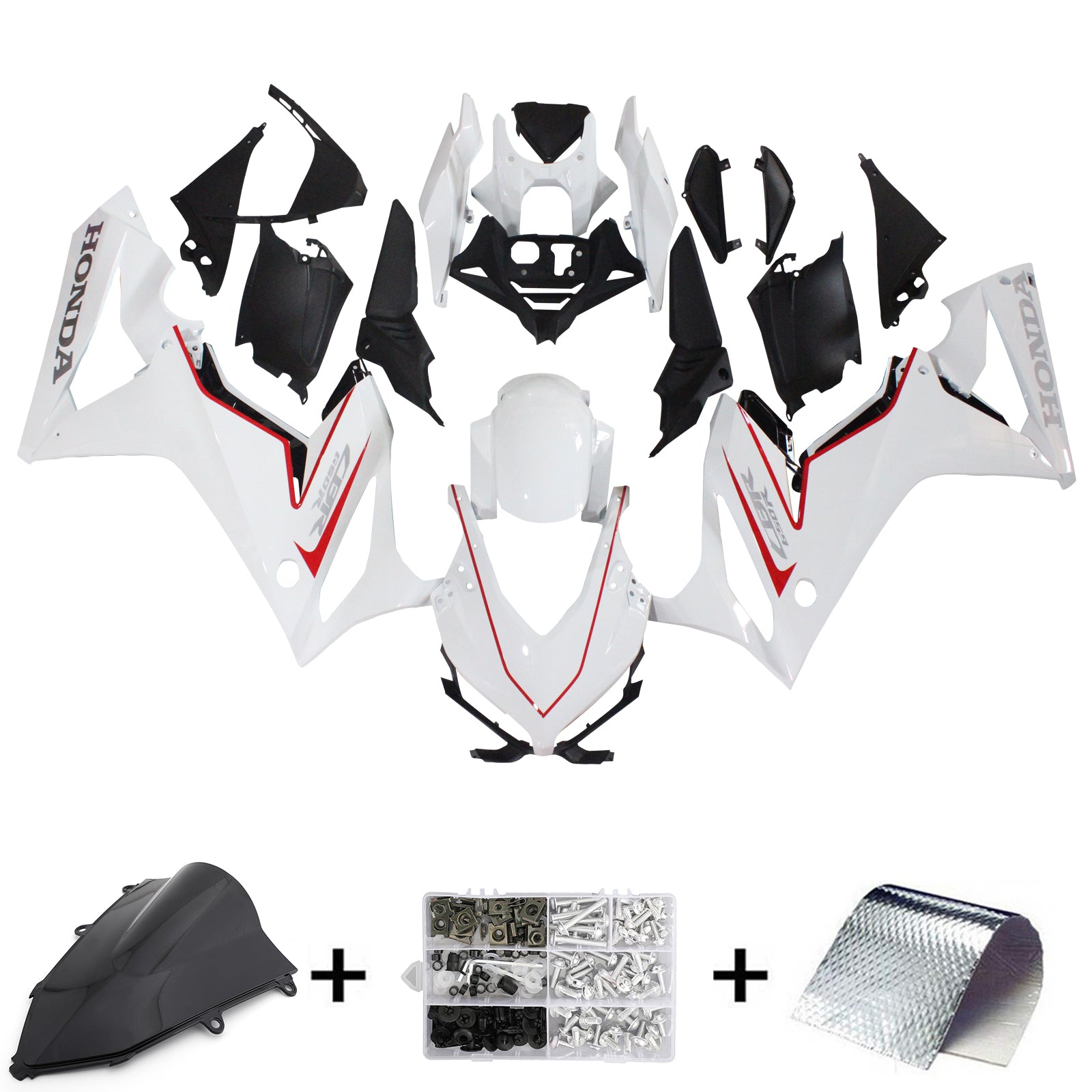 Kit de carénage blanc Amotopart Honda CBR650R 2019-2020