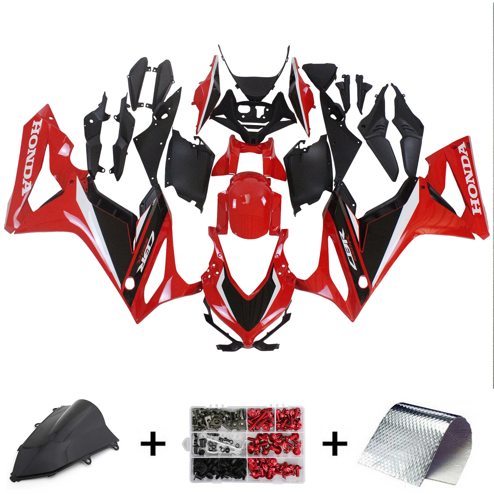 Amotopart 2019-2020 Honda CBR650R Kit de carénage rouge et noir