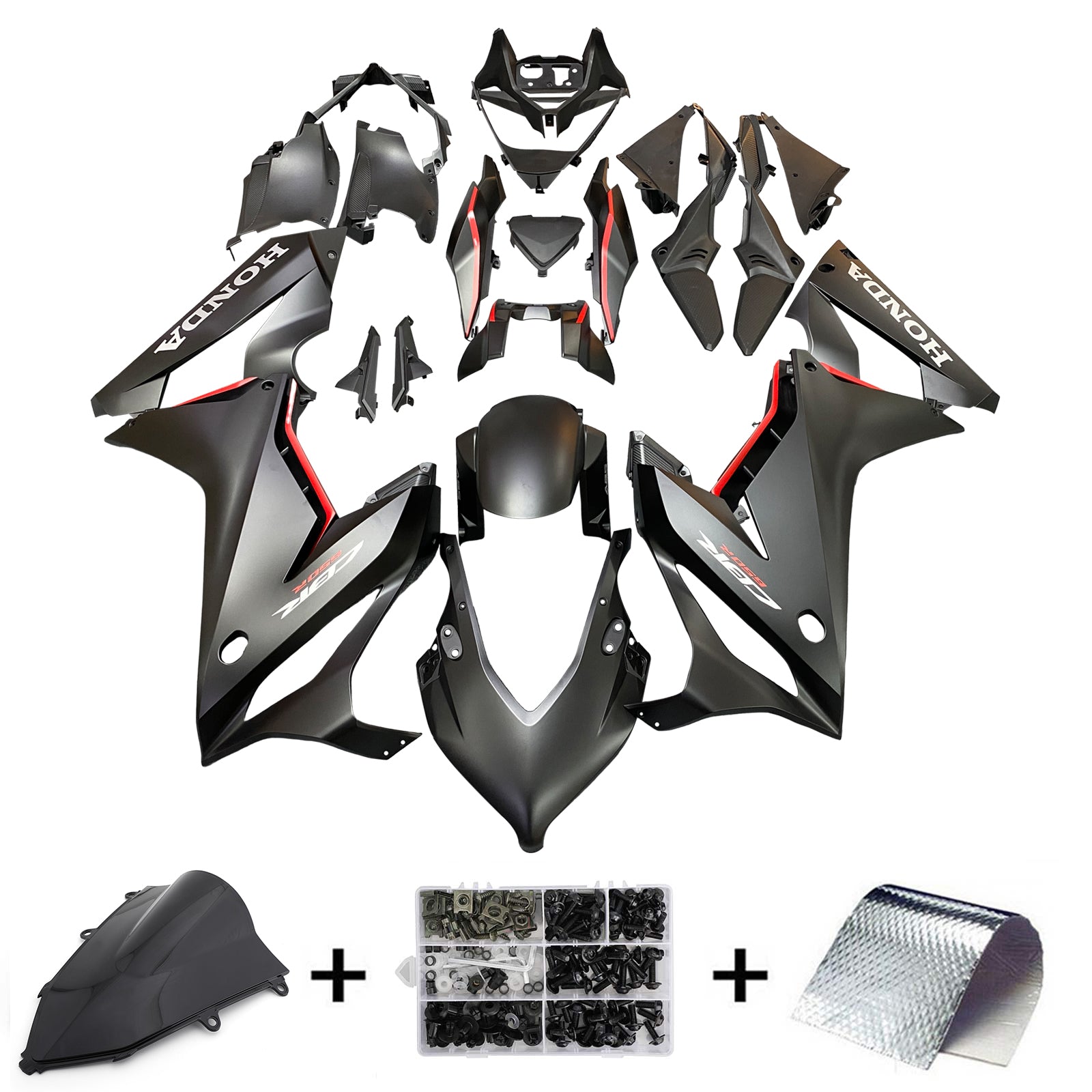 Kit de carénage Amotopart Honda CBR650R 2021-2023 noir Style1