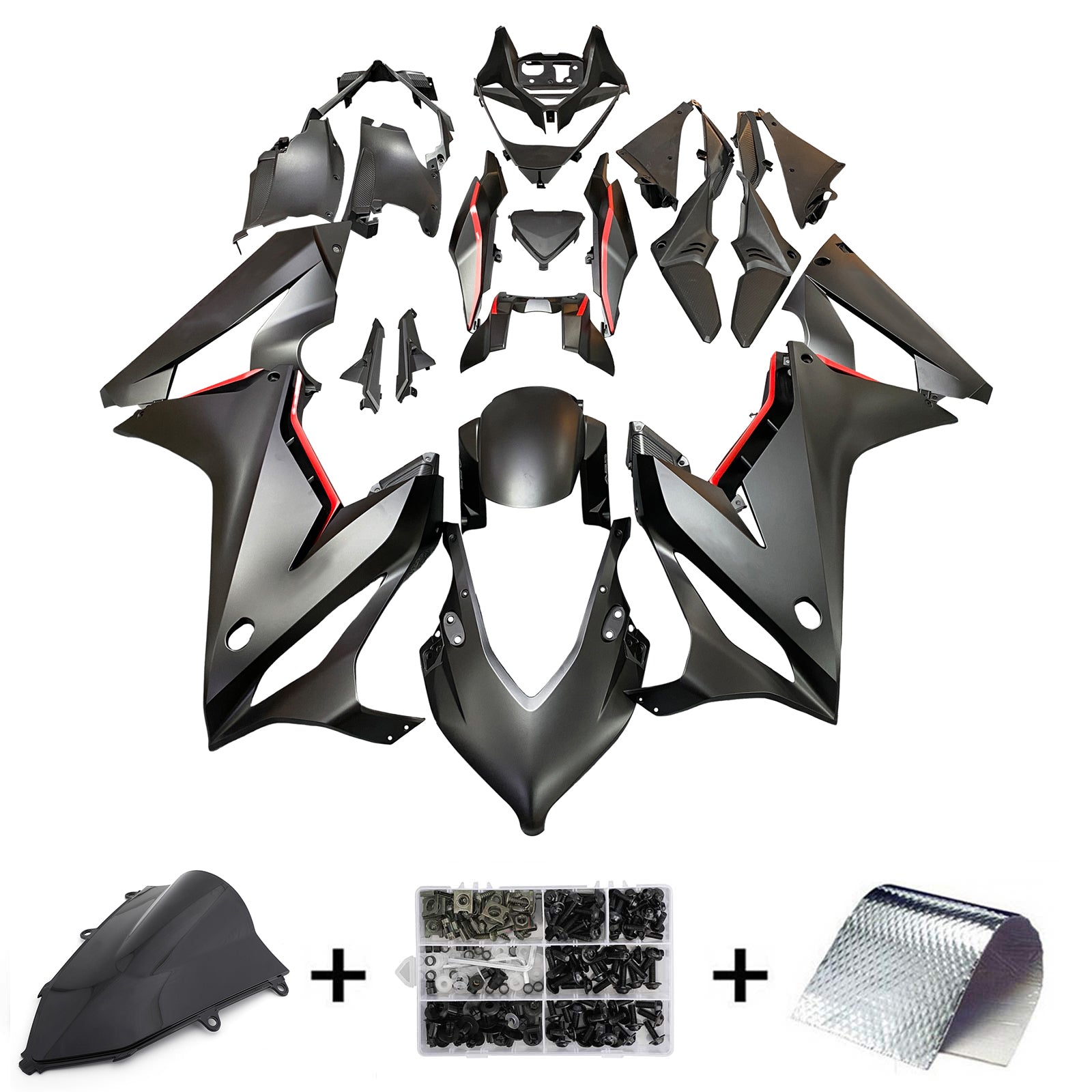 Kit de carenado Amotopart Honda CBR650R 2019-2020 negro Style2