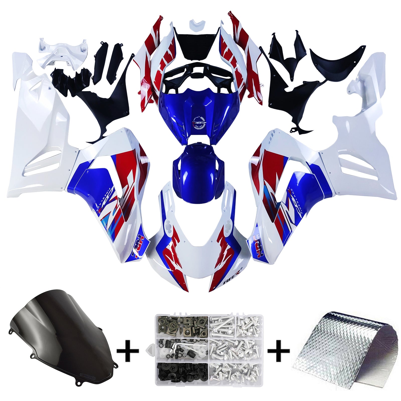 Amotopart Honda CBR1000RR-R 2020-2023 Blanc&BKit de carénage bleu