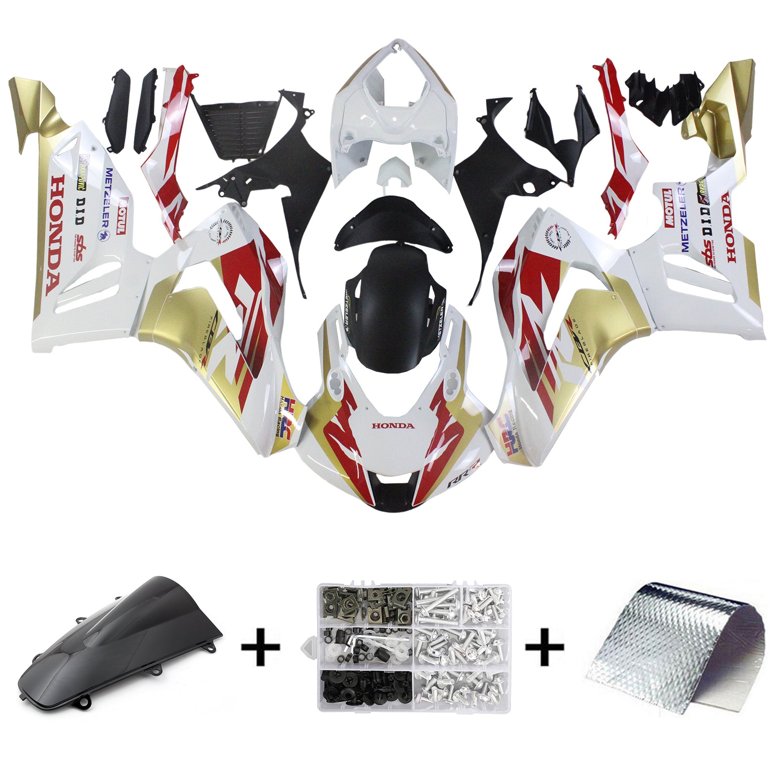 Amotopart Honda CBR1000RR-R 2020–2022 Verkleidungsset in Gelb und Rot