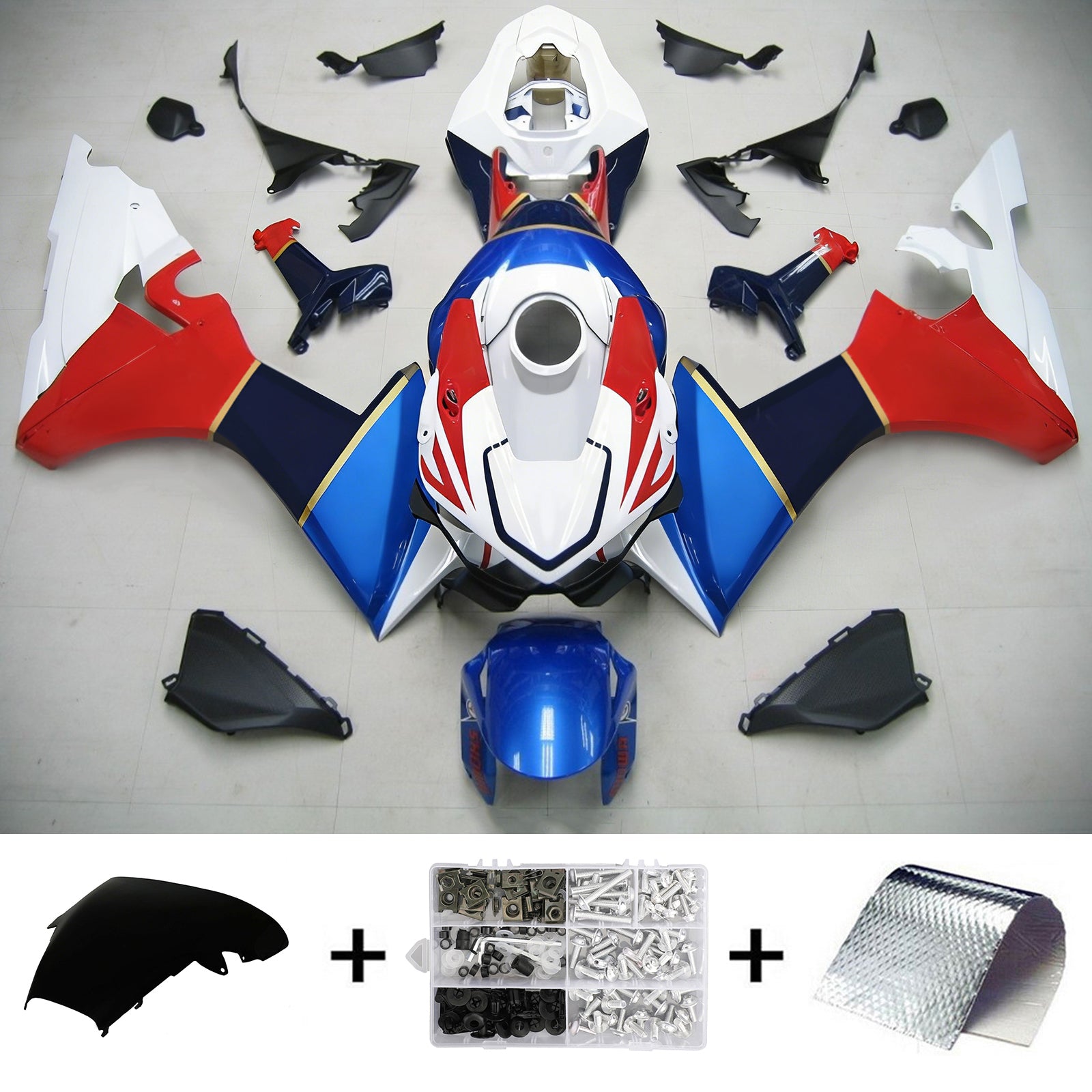 Amotopart Honda CBR1000RR-R 2020-2022 Blå&Red Style4 kåbesæt