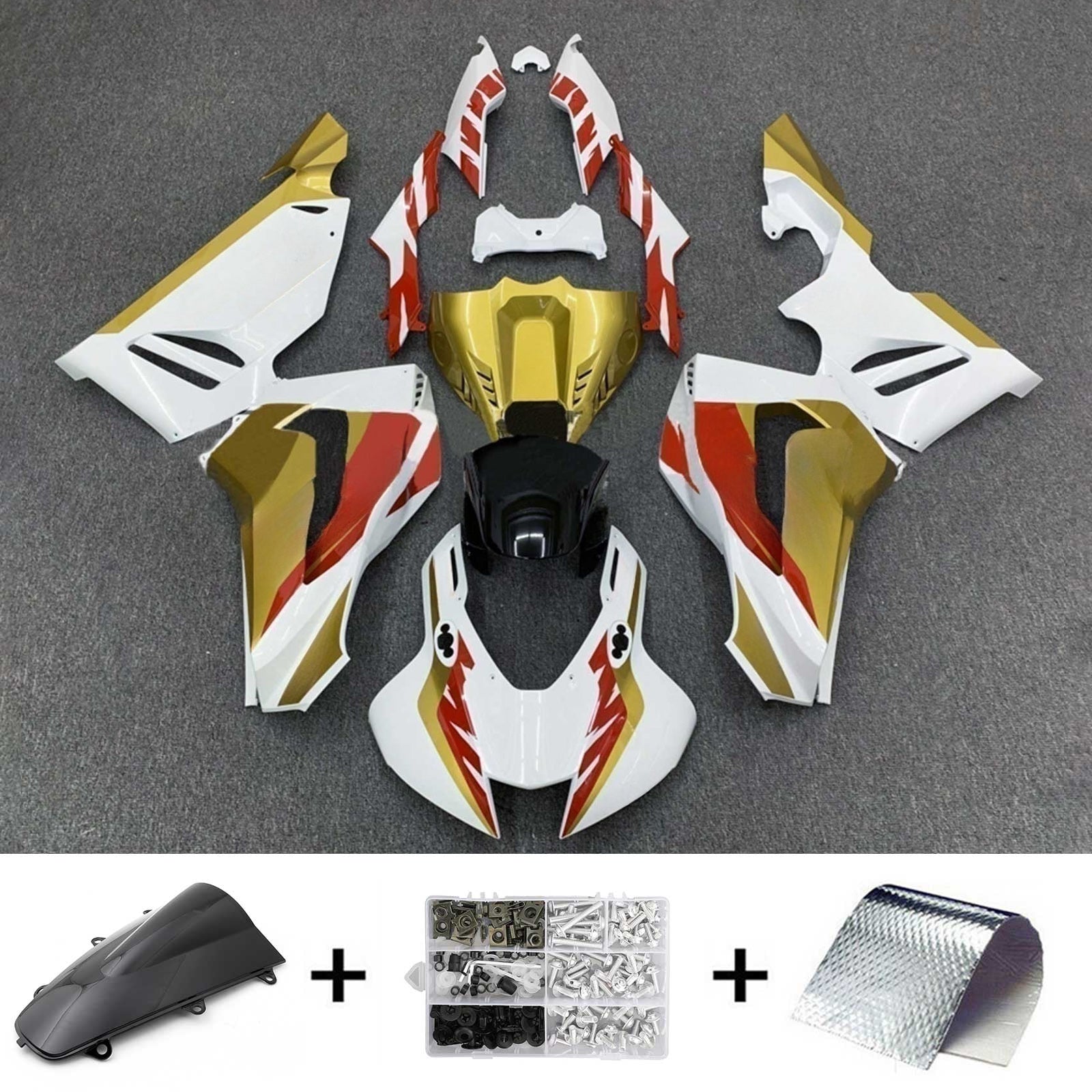 Amotopart 2020-2023 CBR1000RR-R Honda White&Gold Fairing Kit