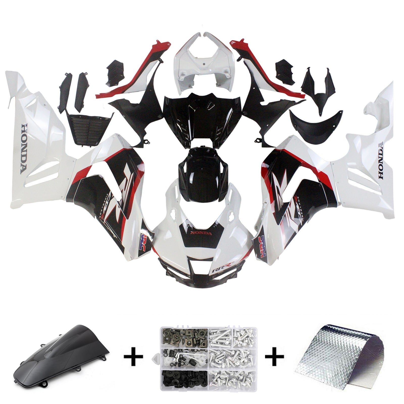 Amotopart 2020-2023 CBR1000RR-R Kit de carénage Honda Blanc et Rouge Style2