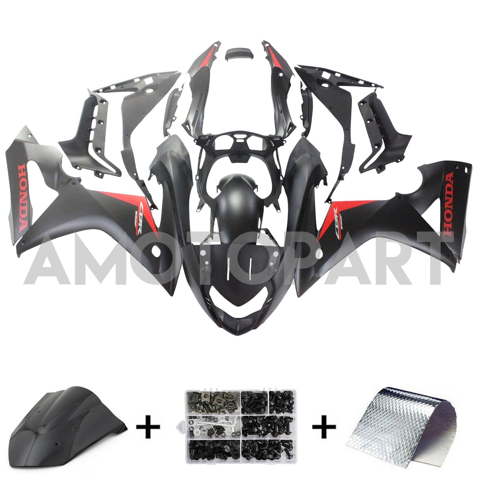 Amotopart 2017-2019 Honda CBR650F Black&Red Fairing Kit