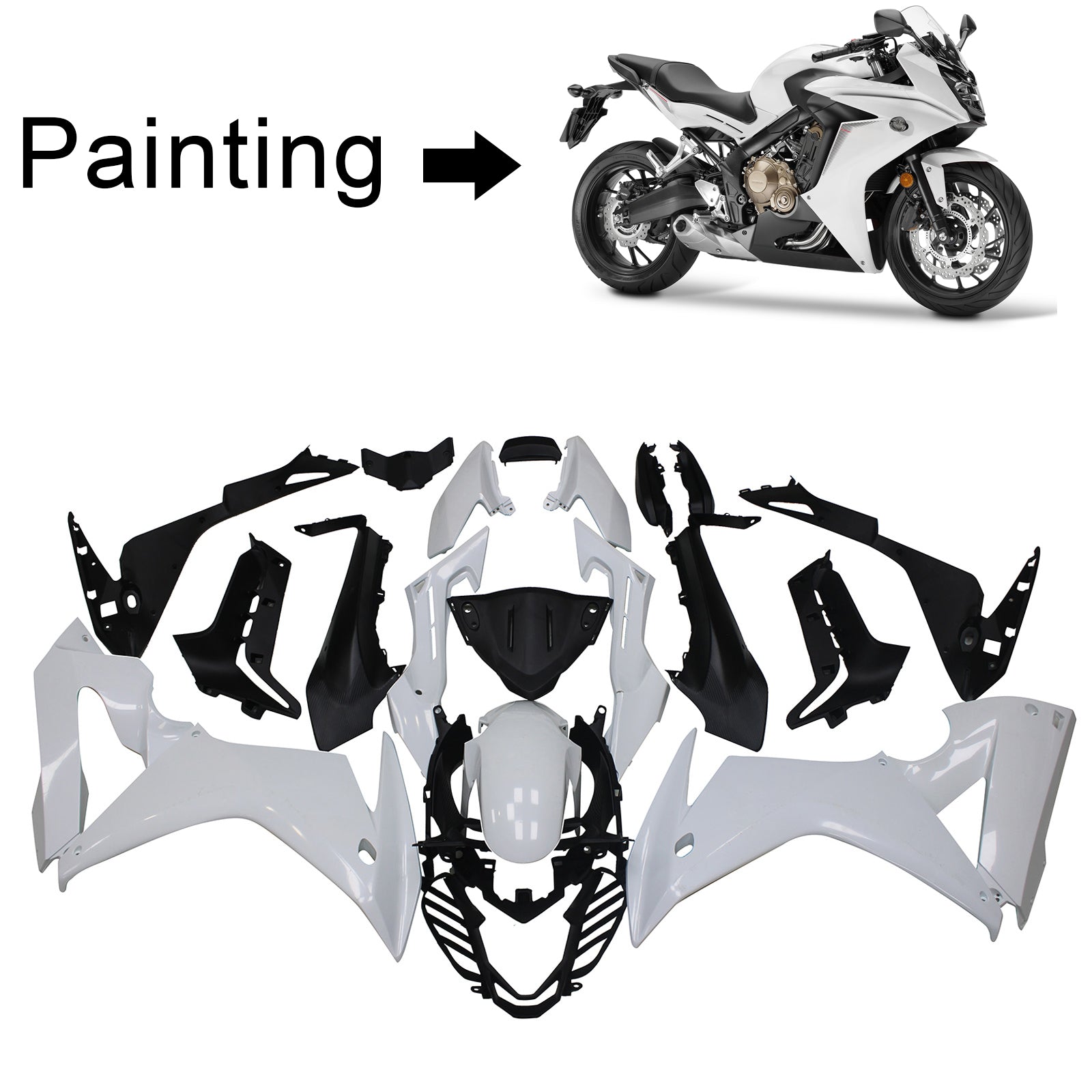 Amotopart 2017-2019 Honda CBR650F White Fairing Kit