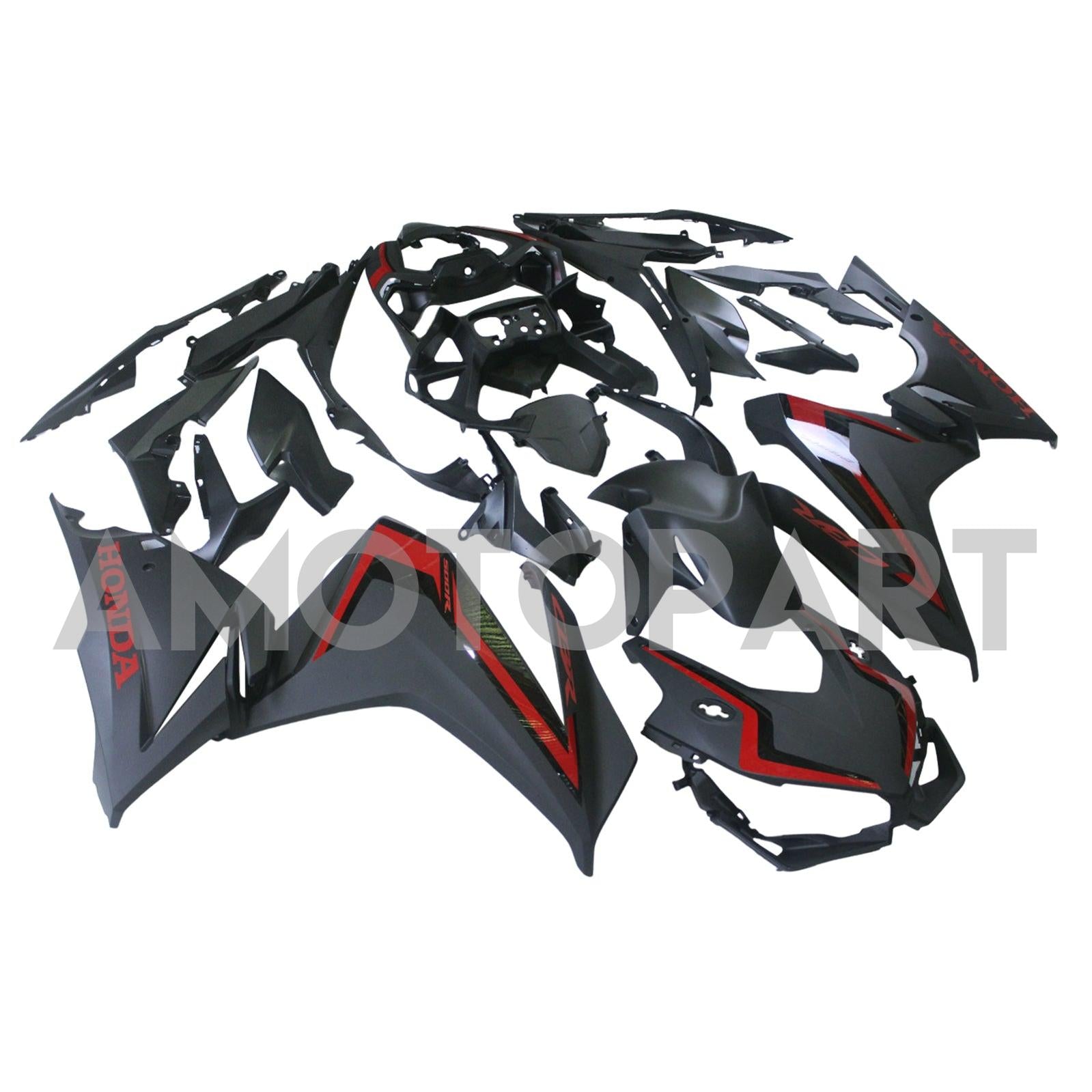 Amotopart 2019-2021 CBR500R Honda Black mit roten Akzents Style2-Verkleidung Kit