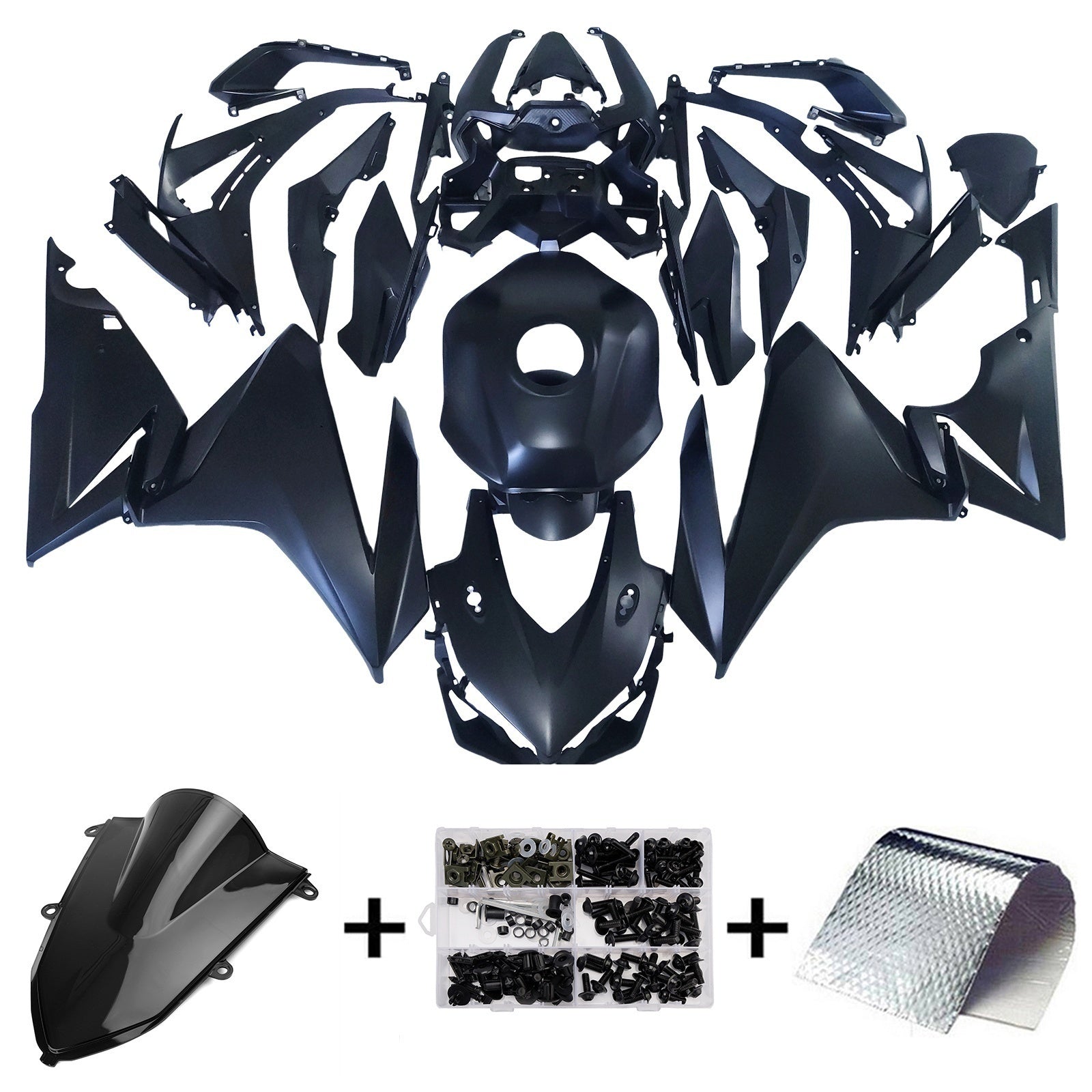 Amotopart 2019-2021 CBR500R Honda Black med røde aksenter Style1 Fairing Kit