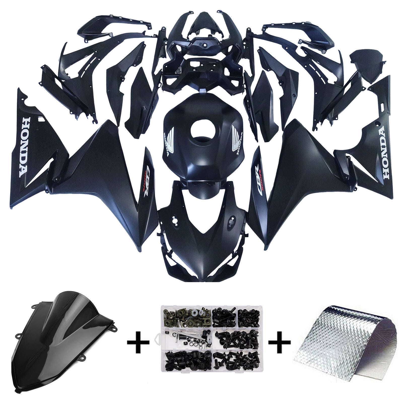 Amotopart 2022-2023 CBR500R Honda Black mit rotem Akzentverkleidungskit