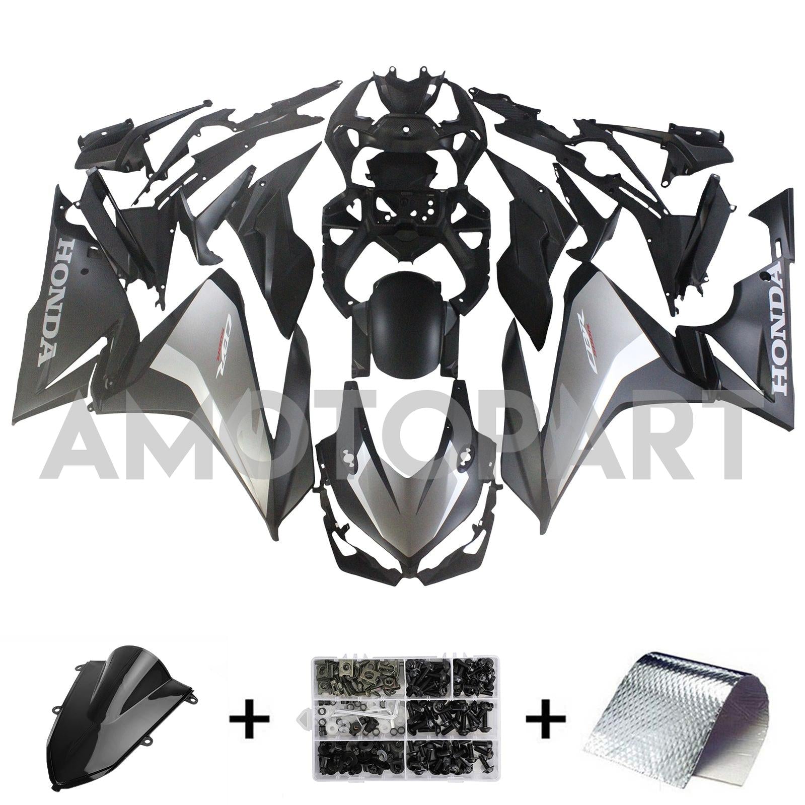 Amotopart 2022-2023 CBR500R Honda Schwarz&Graues Verkleidungsset