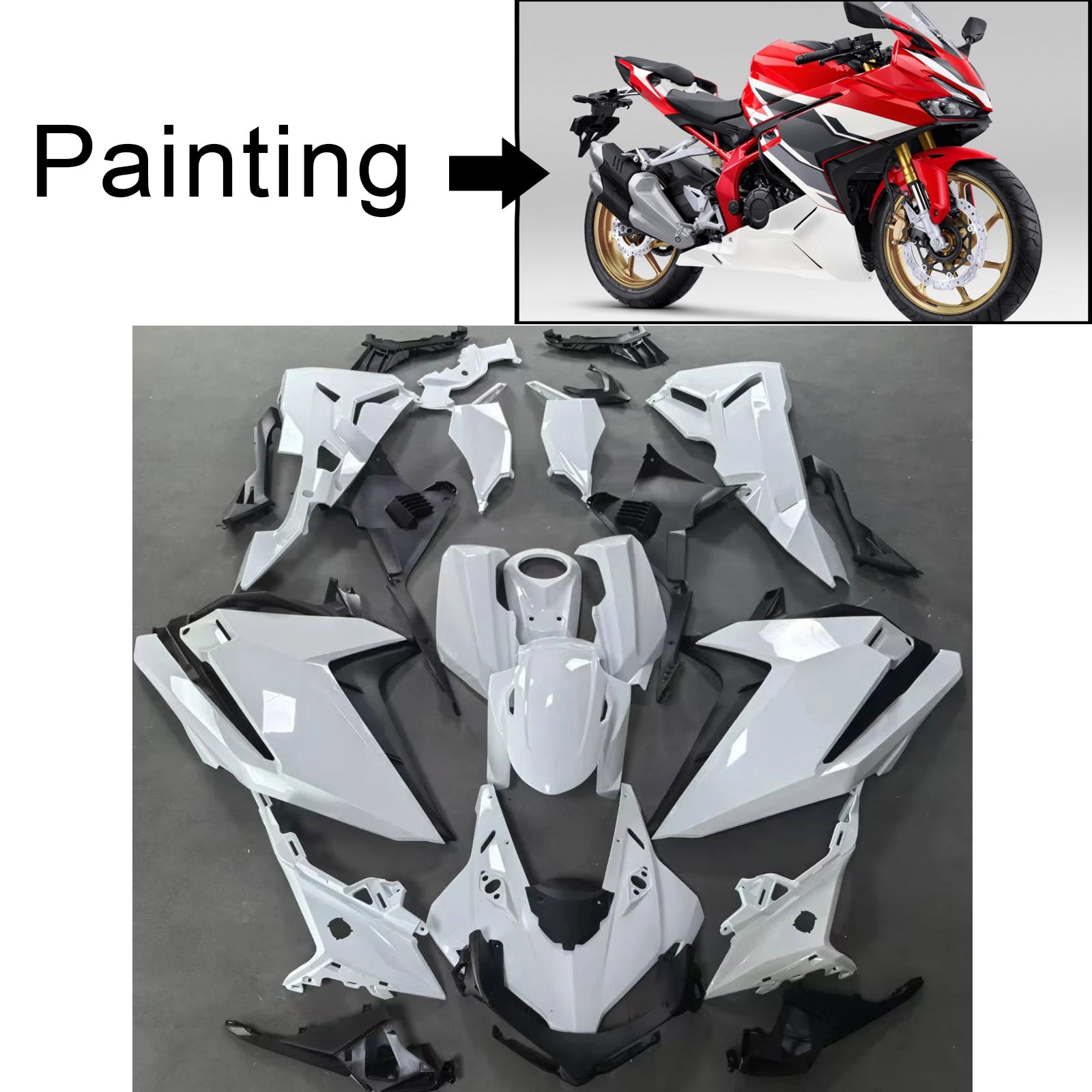 Amotopart 2023–2024 Honda CBR250RR Rot-weißes Verkleidungsset