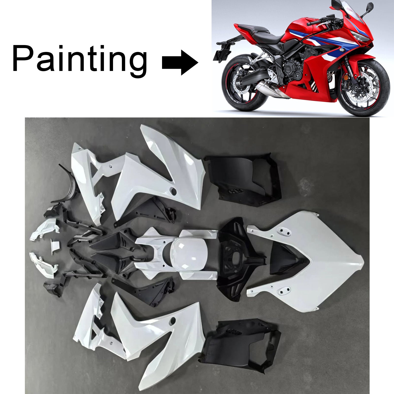 Amotopart 2024-2025 Honda CBR650RR Black Red Fairing Kit