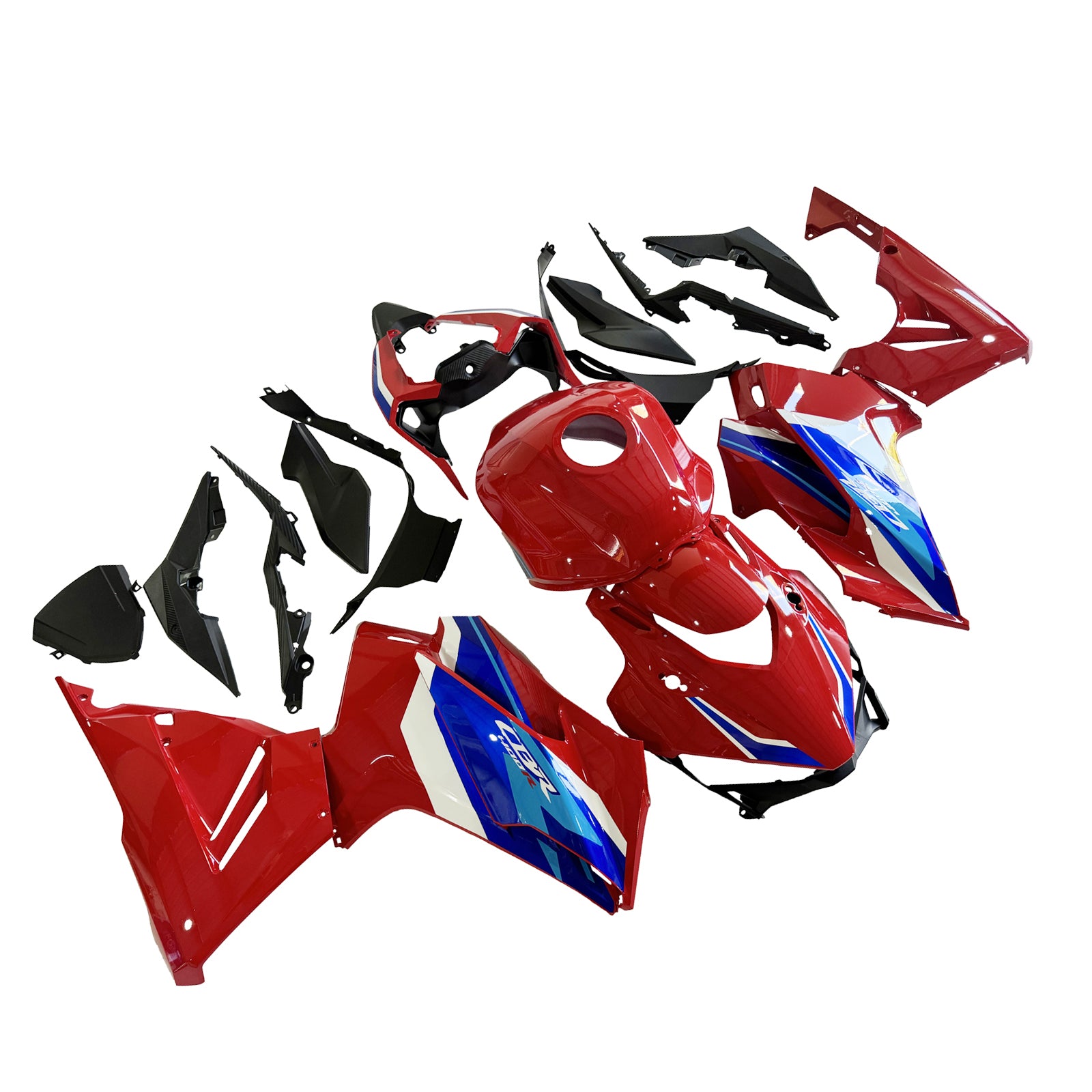 Amotopart 2024-2025 Honda CBR500R CBR400R Kit de carénage bleu rouge