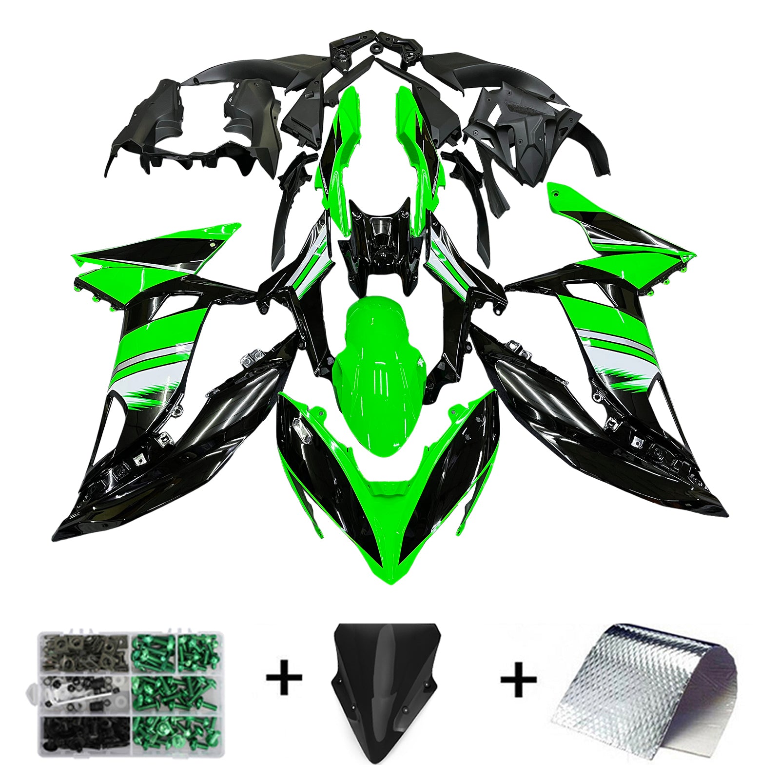 Amotopart 2017-2019 Kawasaki Ninja 650 EX650 Kit de carenado verde