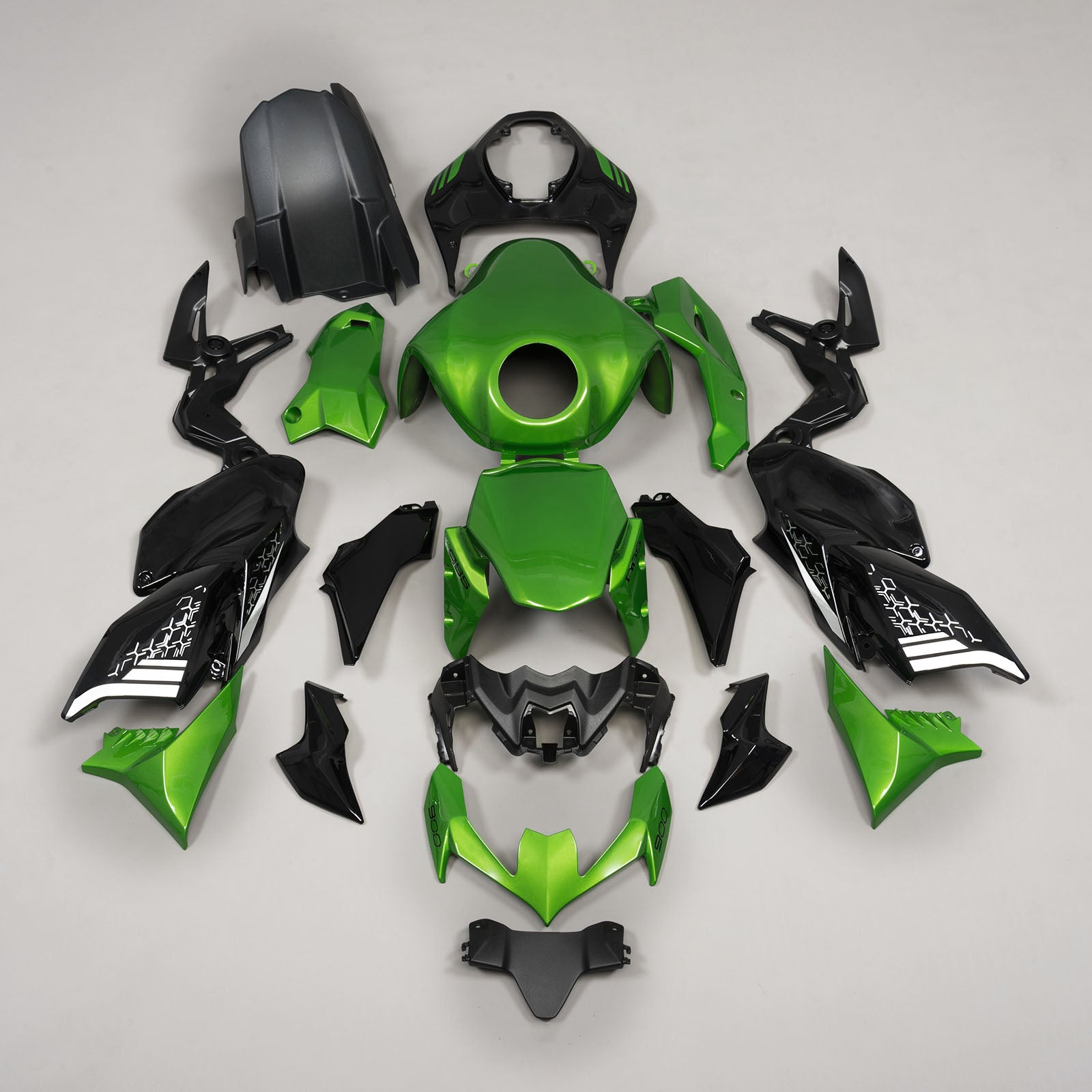 Amotopart 2017-2019 Kawasaki Z900 Green Black Fairing Kit