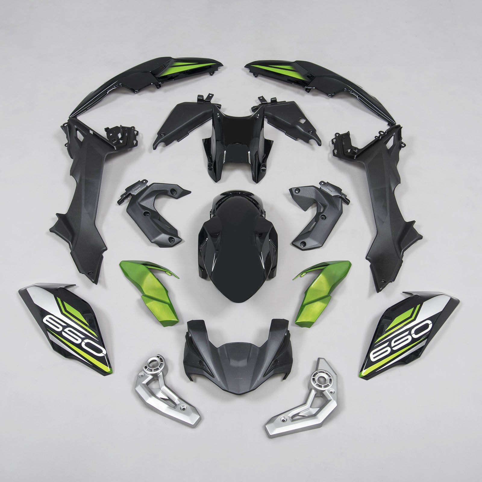 Amotopart 2017-2019 Kawasaki Z650 Sliver Green Fairing Kit