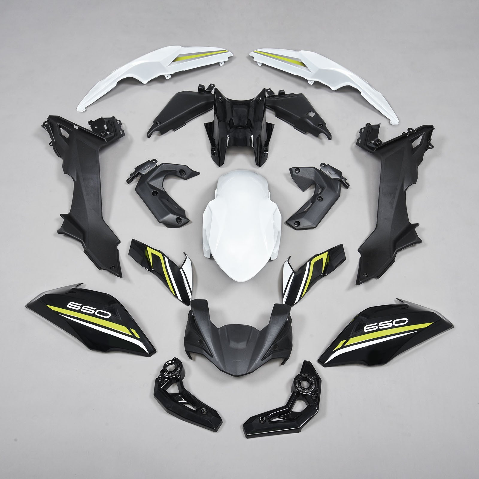 Amotopart 2017-2019 Kawasaki Z650 Kit de carénage noir et blanc