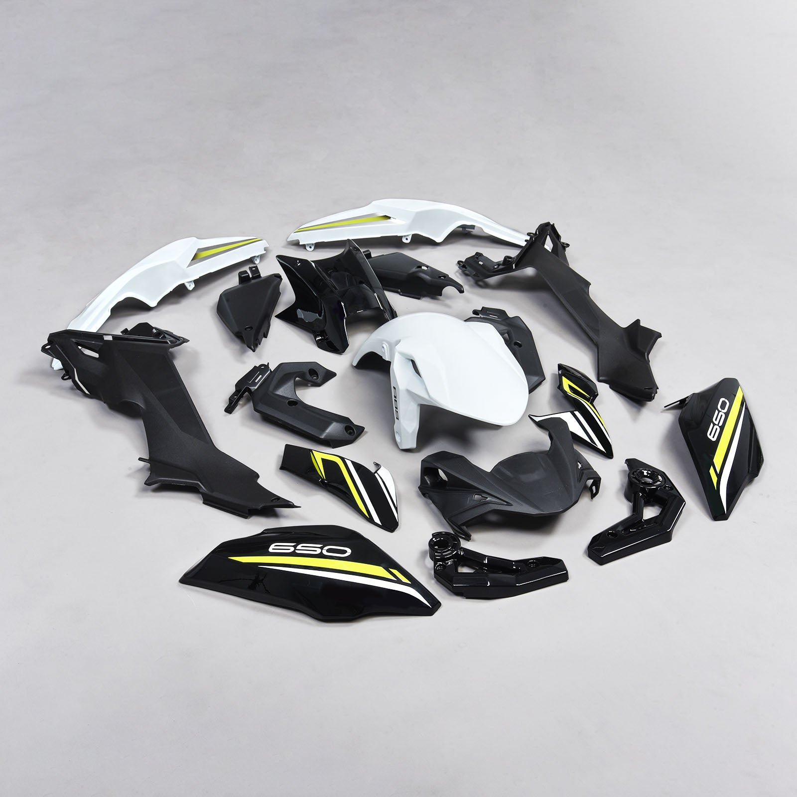 Amotopart 2017-2019 Kawasaki Z650 Black&White Fairing Kit