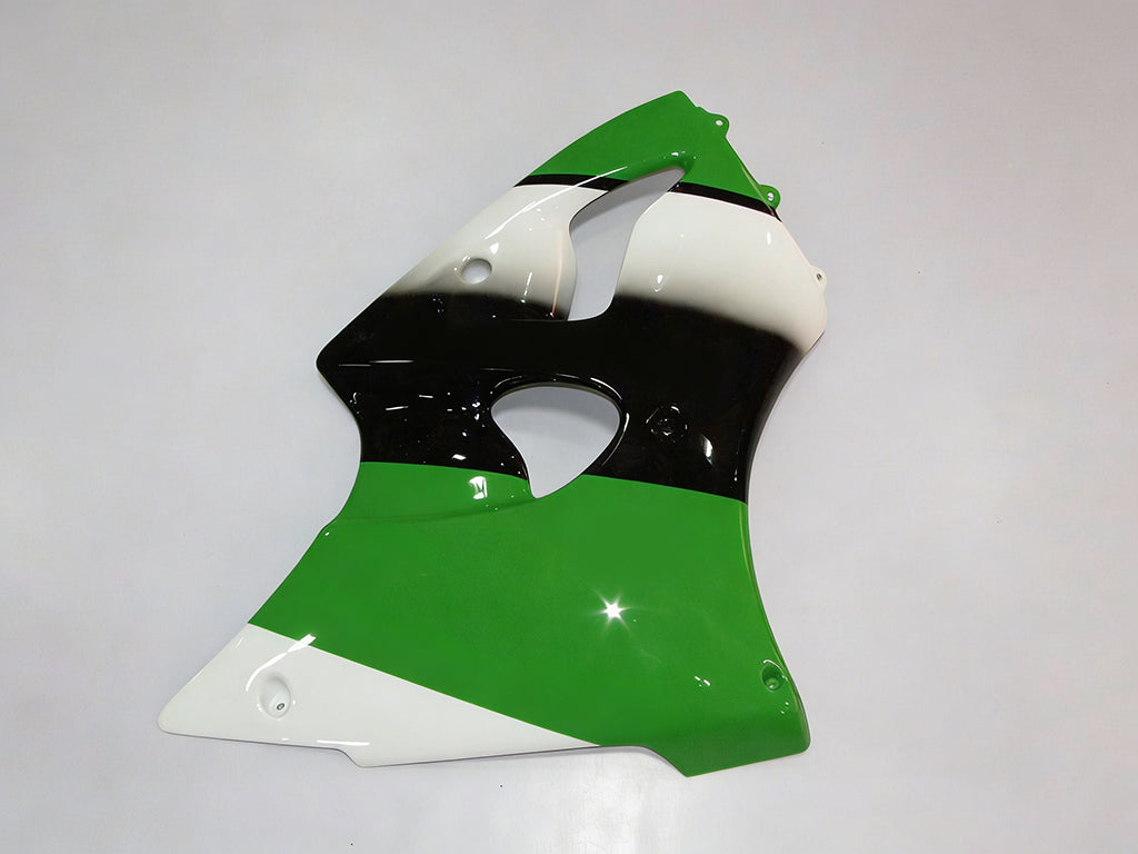 Amotopart 2000-2002 Kawasaki ZX6R 636 2005-2008 Kawasaki ZZR600 Green Black White Fairing Kit