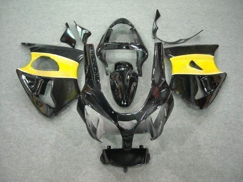 Amotopart Kawasaki 2000-2002 ZX6R 636 ＆ 2005-2008 ZZR600 Black Fairing Kit