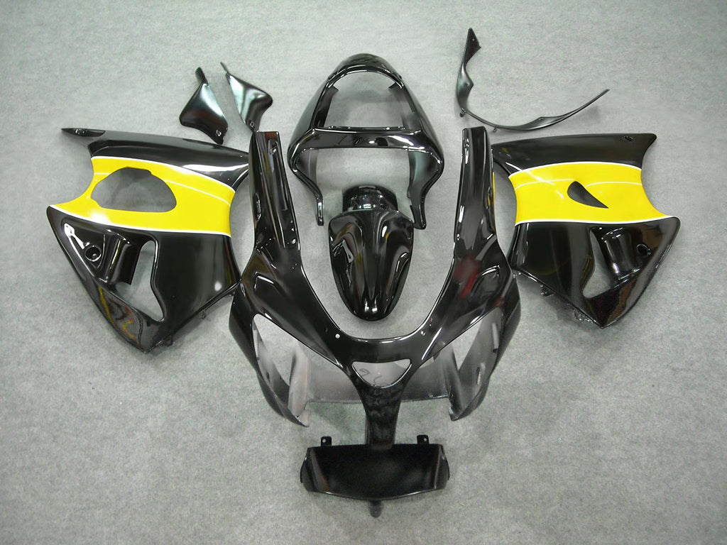 Amotopart Kawasaki 2000-2002 Zx6R 636/ZZR600 2005-2008 Fairing Black&Yellow Kit