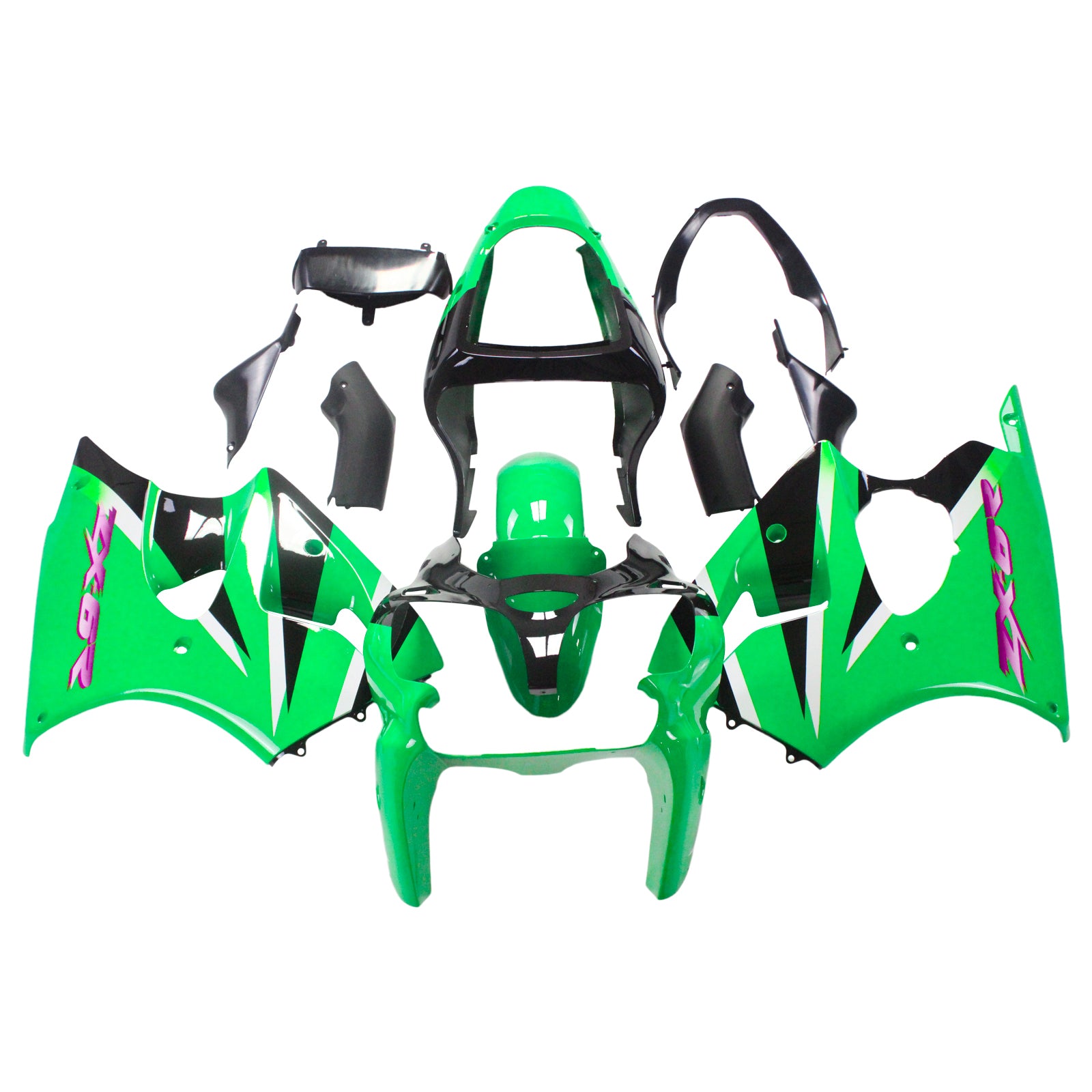 Amotopart Kawasaki 2000-2002 Zx6R 636/ZZR600 2005-2008 Fairing Green Kit