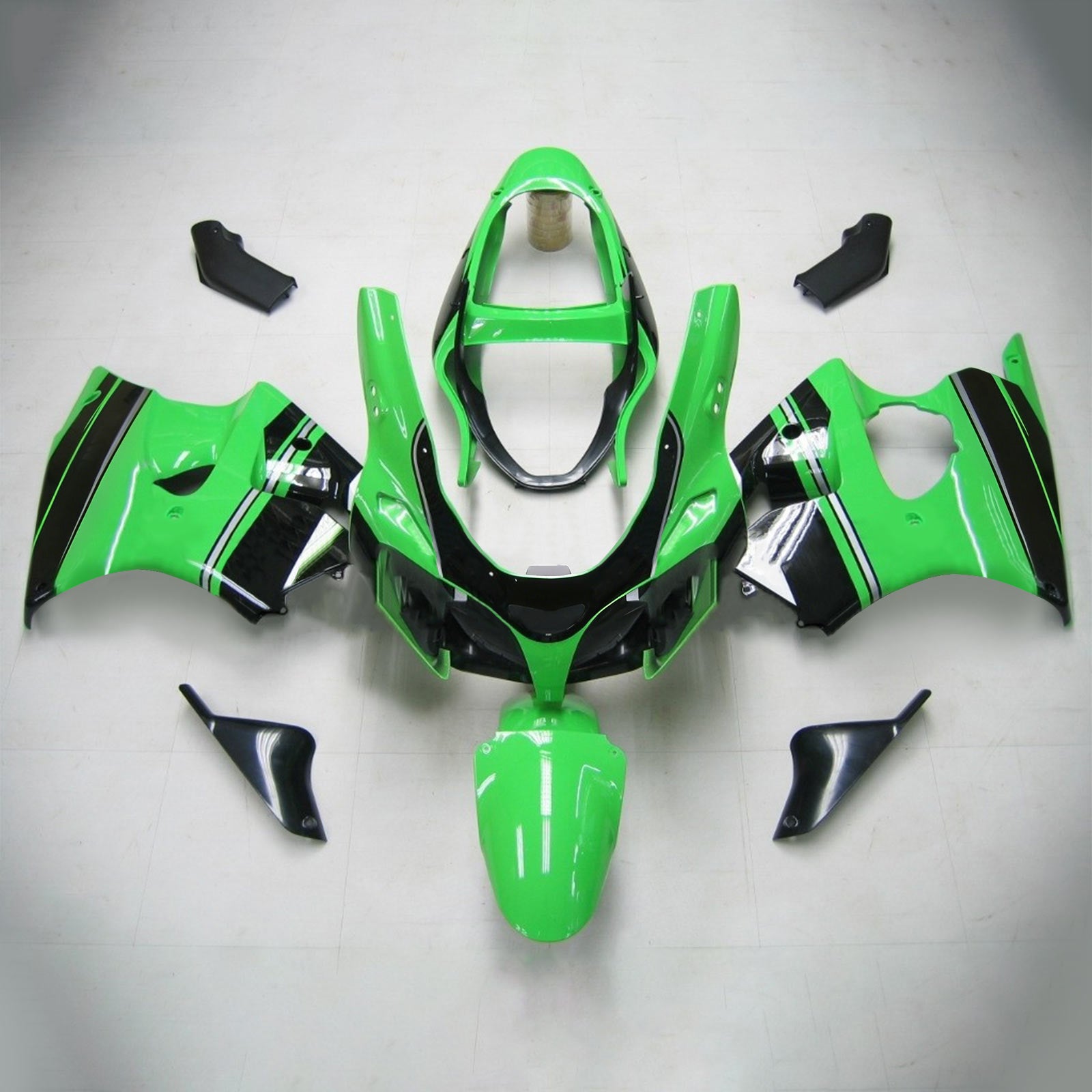 Amotopart Kawasaki 2000-2002 Zx6R 636/ZZR600 2005-2008 Kuipset groen zwart