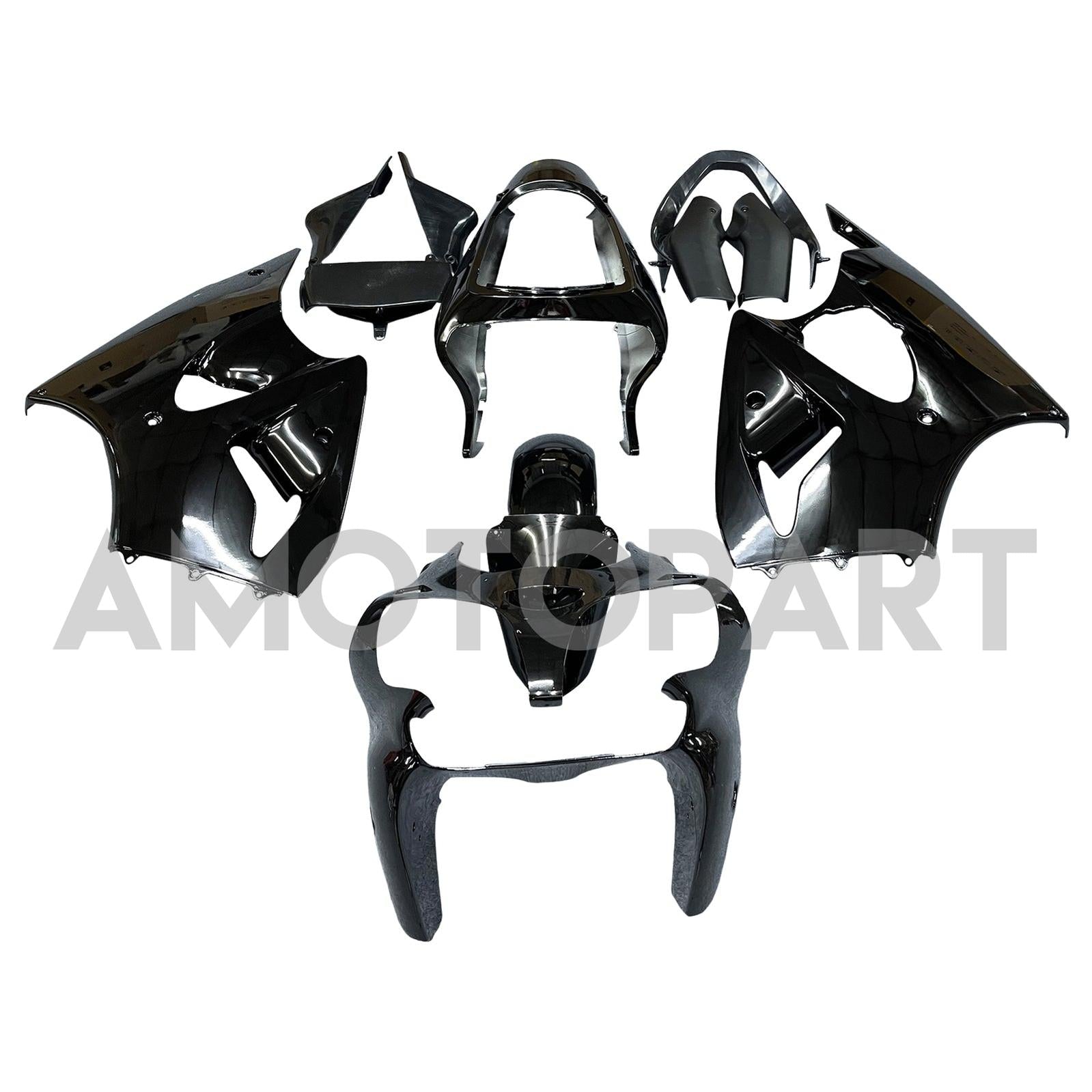 Amotopart Kawasaki 2000-2002 Zx6R 636/ZZR600 2005-2008 Fairing Gloss Black Kit
