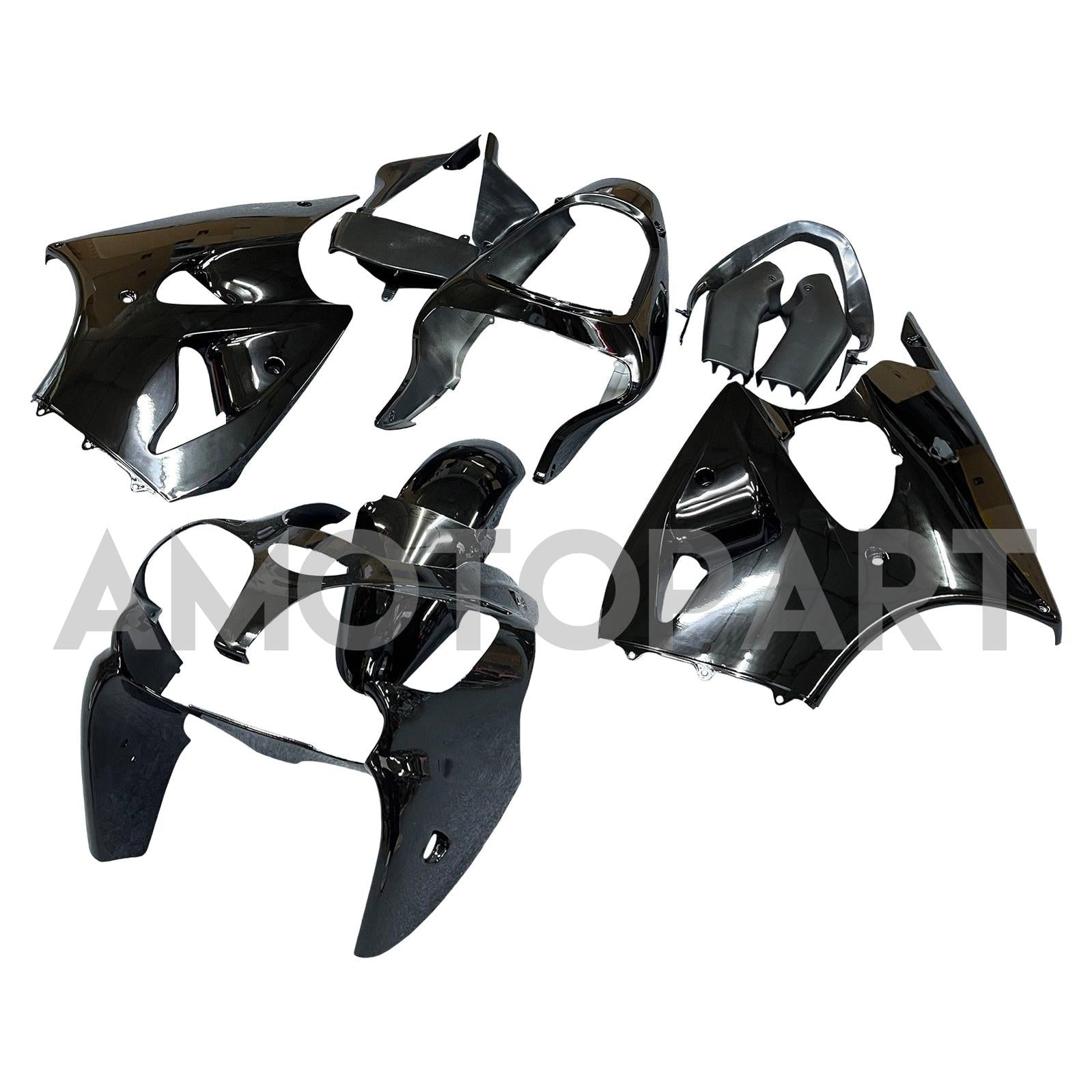 Amotopart Kawasaki 2000-2002 Zx6R 636/ZZR600 2005-2008 Fairing Gloss Black Kit
