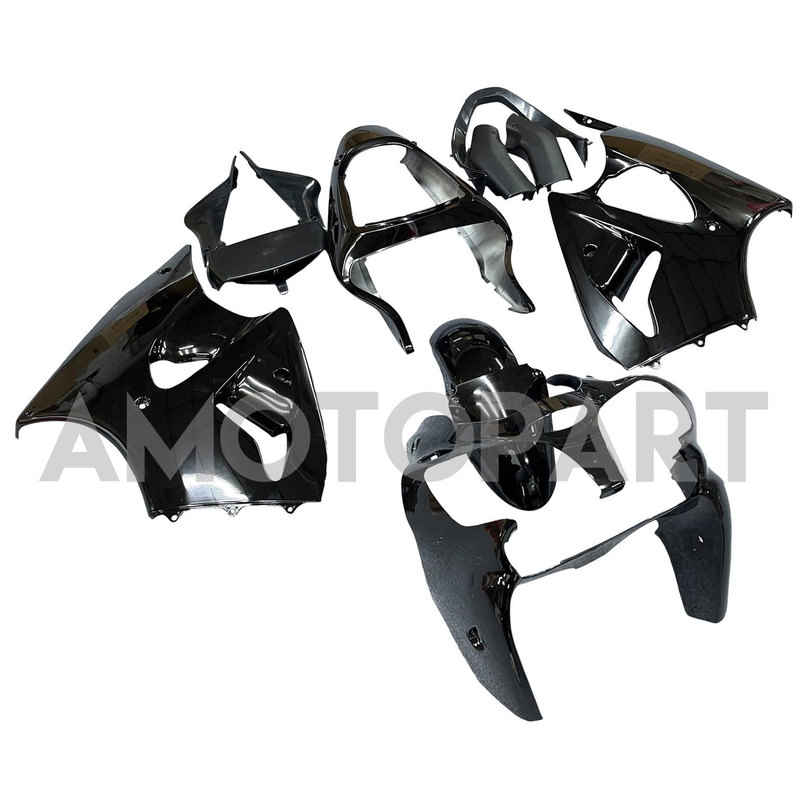 Amotopart Kawasaki 2000-2002 Zx6R 636/ZZR600 2005-2008 Fairing Gloss Black Kit