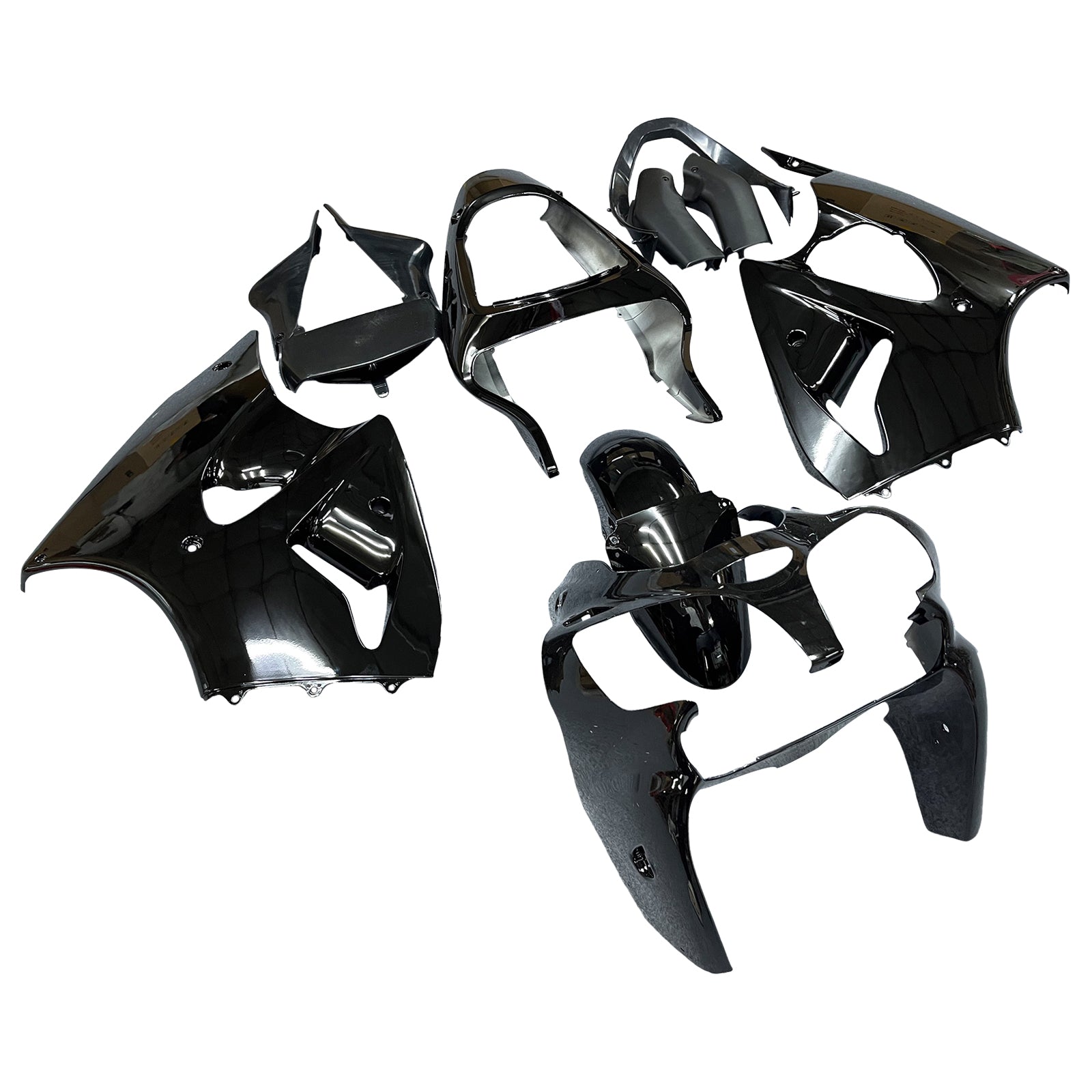 Amotopart Kawasaki 2000-2002 Zx6R 636/ZZR600 2005-2008 Fairing Gloss Black Kit