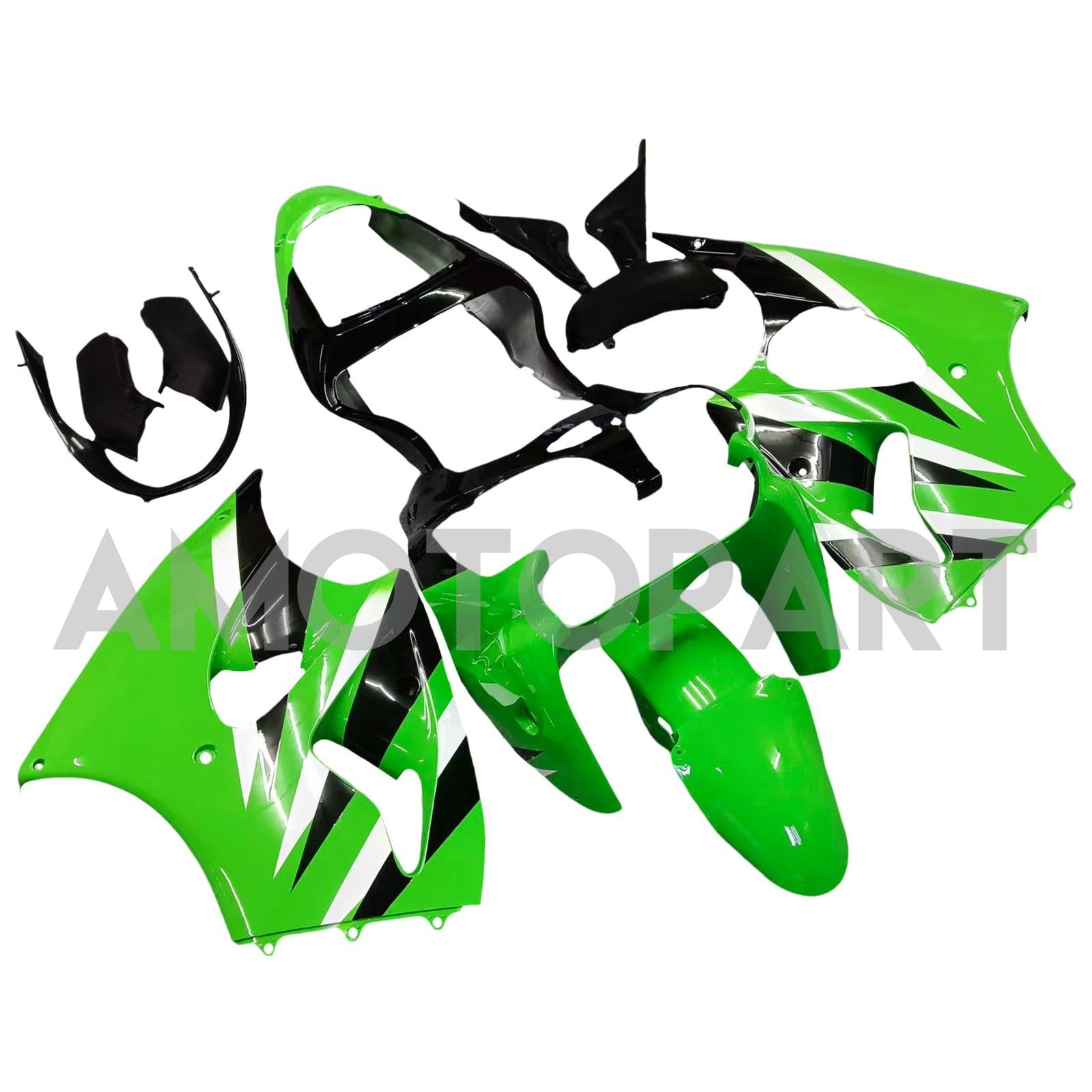 Amotopart Kawasaki 2000-2002 ZX6R 636/ZZR600 2005-2008 Verziehung Schwarzes Grün Kit