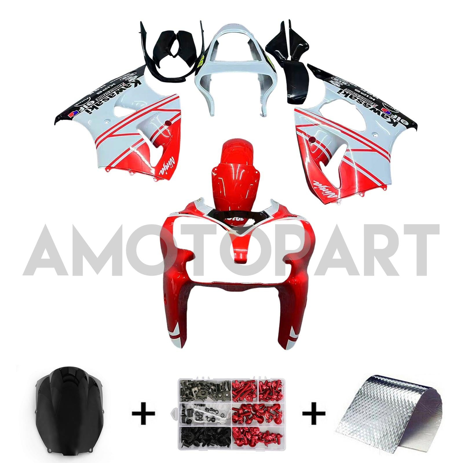 AMOTOPART KAWASAKI 2000-2002 ZX6R 636/ZZR600 2005-2008 KUILREN RED WITTE KIT