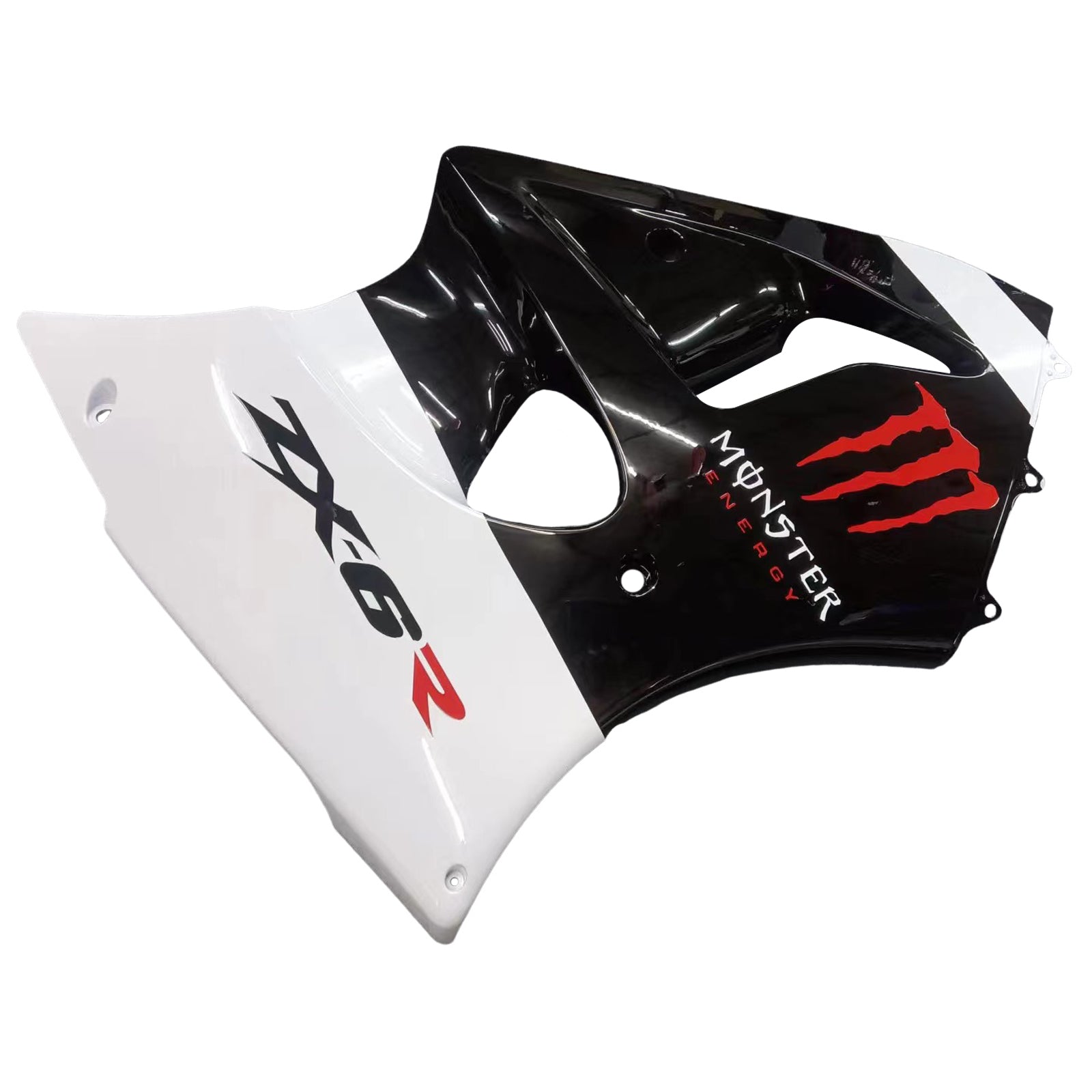 Amotopart Kawasaki 2000-2002 Zx6R 636/ZZR600 2005-2008 Fairing White Black Kit