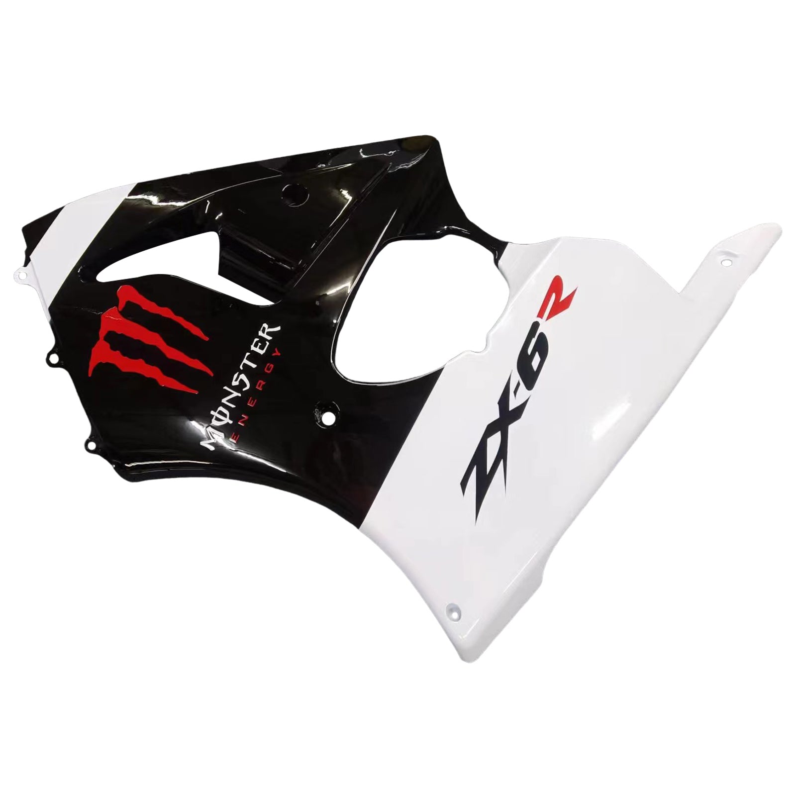 Amotopart Kawasaki 2000-2002 Zx6R 636/ZZR600 2005-2008 Fairing White Black Kit