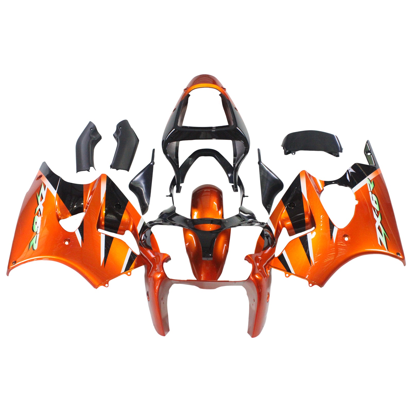 Amotopart Kawasaki 2000-2002 Zx6R 636/ZZR600 2005-2008 Fairing Orange Black Kit