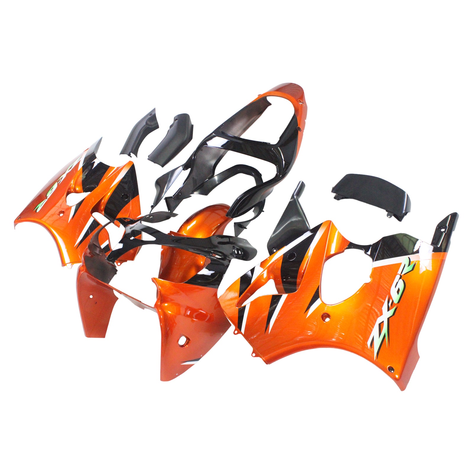 Amotopart Kawasaki 2000-2002 Zx6R 636/ZZR600 2005-2008 Fairing Orange Black Kit