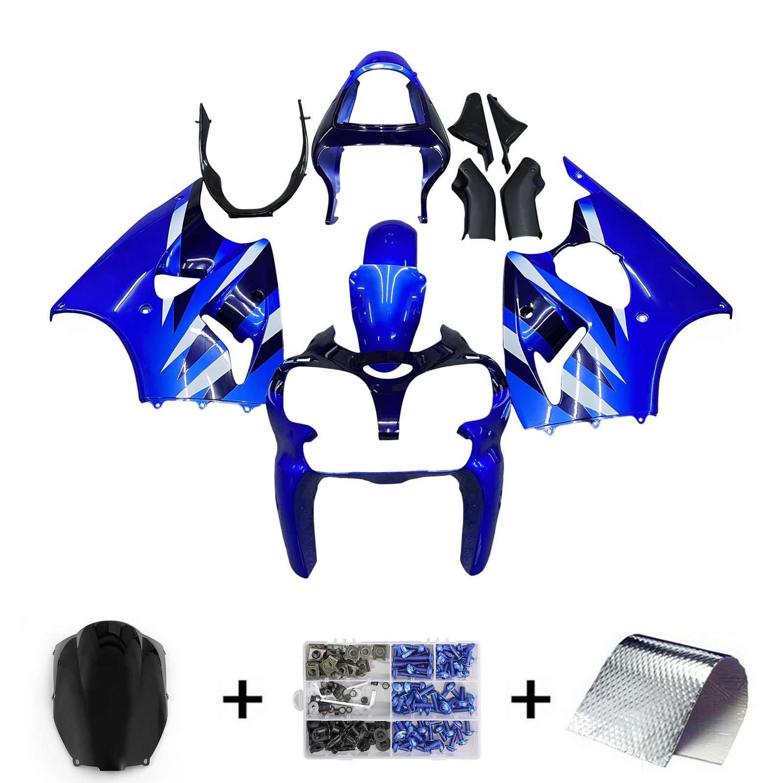 Amotopart ZX6R 636 2000-2002 ZZR600 2005-2008 Kawasaki Blue Fairing Kit