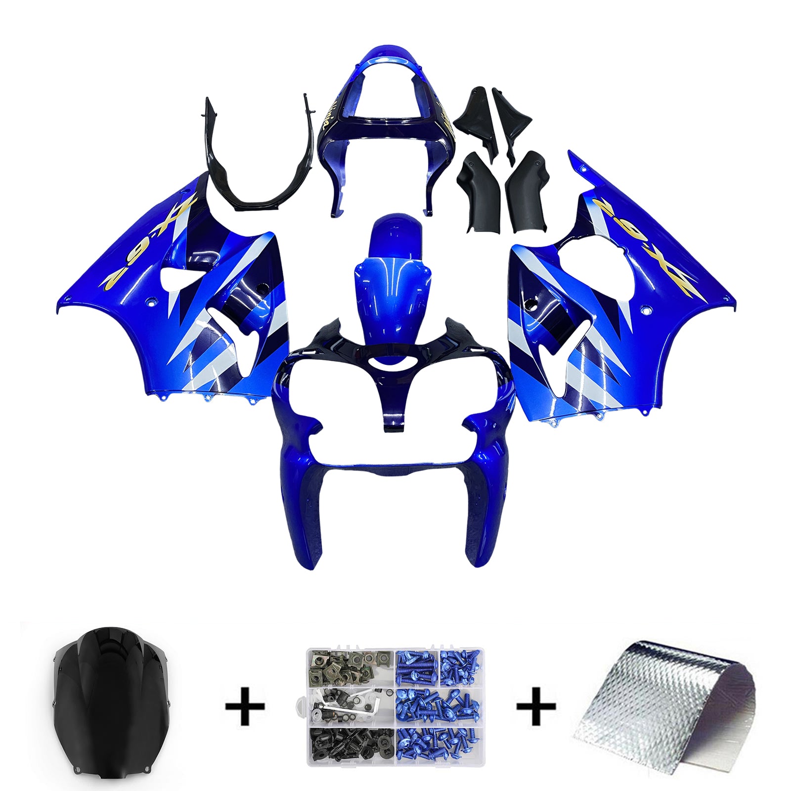 Amotopart ZX6R 636 2000-2002 ZZR600 2005-2008 Kawasaki Blue Fairing Kit