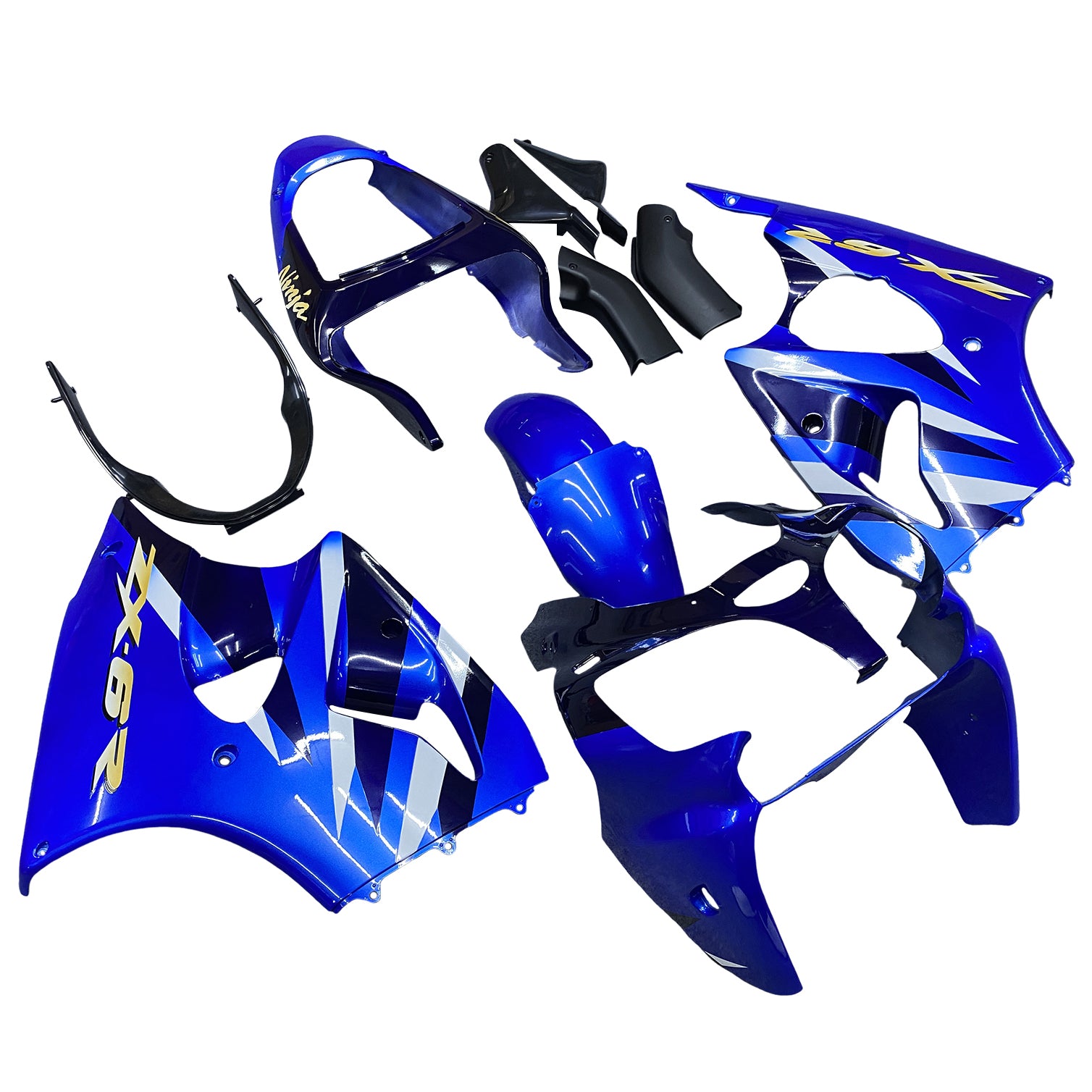 Amotopart ZX6R 636 2000-2002 ZZR600 2005-2008 Kit de carénage bleu Kawasaki