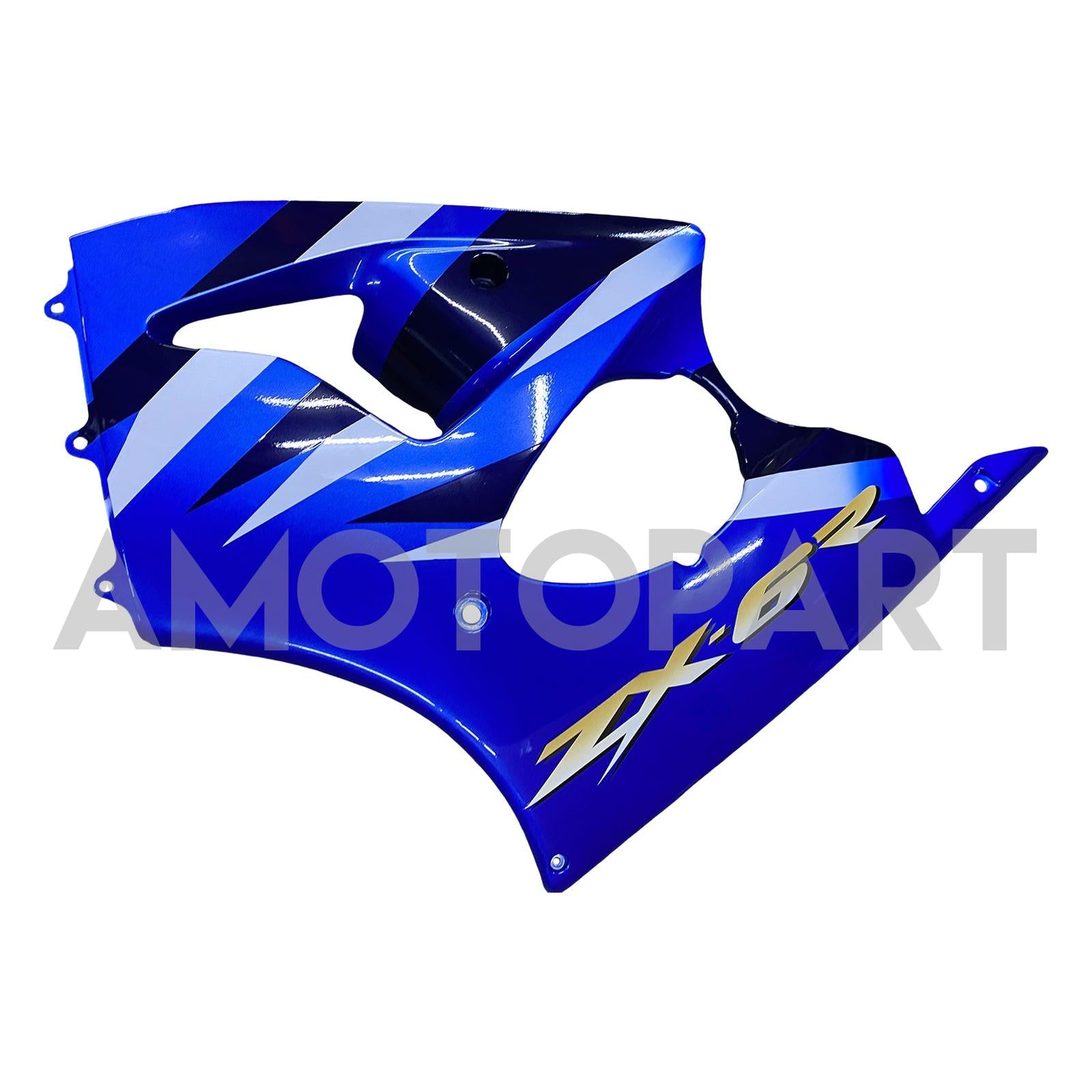 Amotopart ZX6R 636 2000-2002 ZZR600 2005-2008 Kawasaki Blue with Yellow Logo Fairing Kit