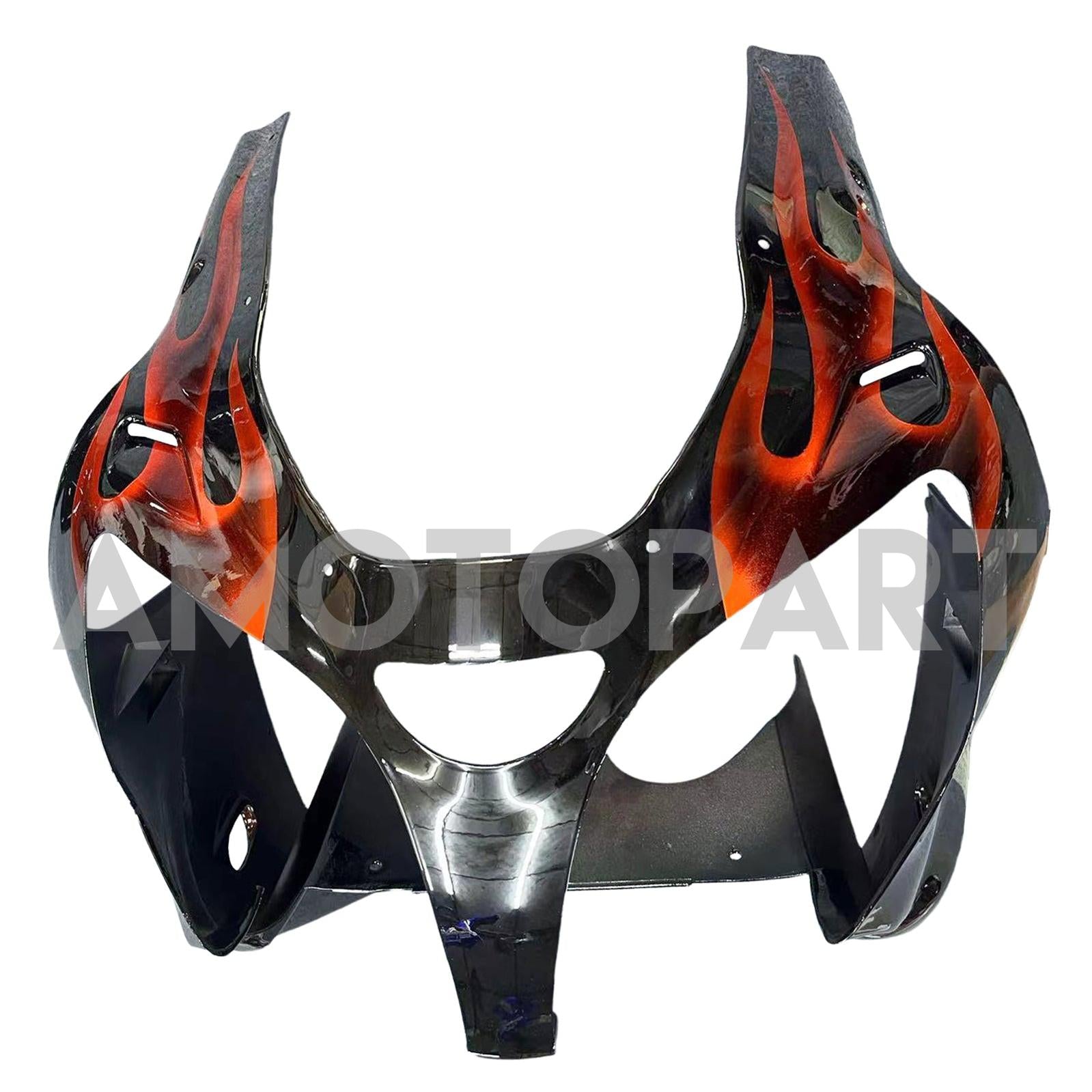 Amotopart ZX6R 636 2000-2002 ZZR600 2005-2008 Kawasaki Black with Red Flame Fairing Kit