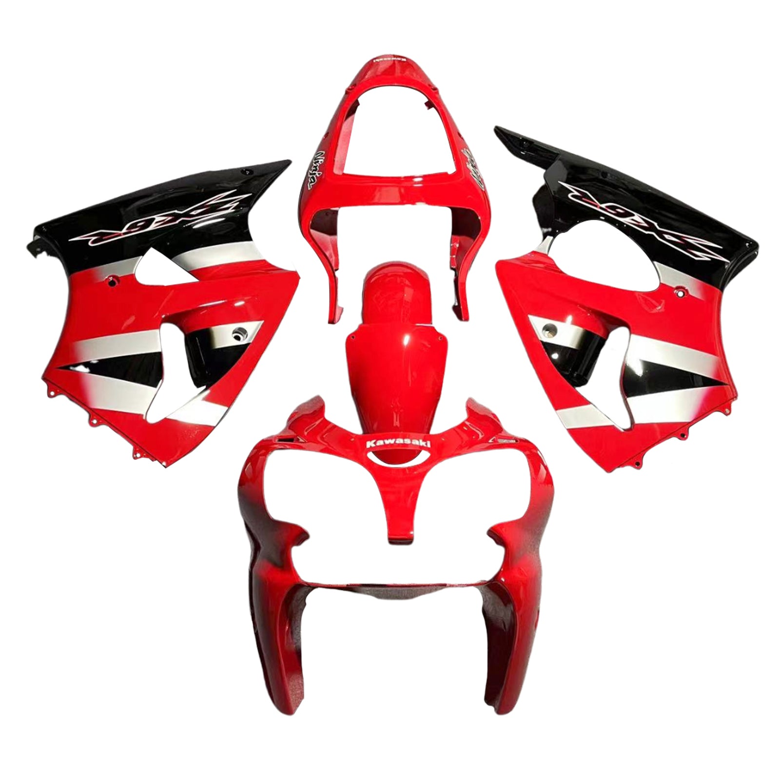 Amotopart ZX6R 636 2000-2002 ZZR600 2005-2008 Kawasaki Red&Silver Fairing Kit