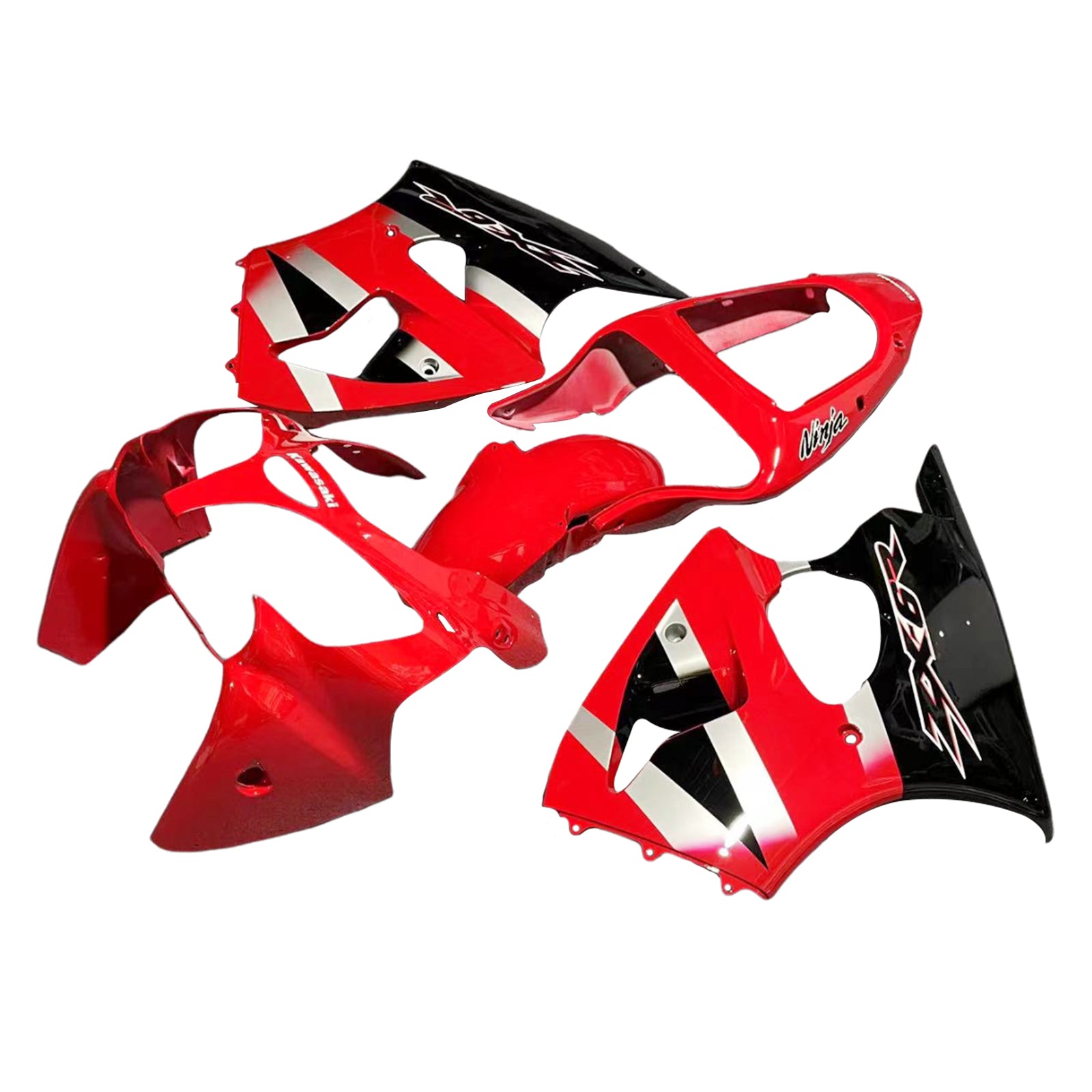 Amotopart ZX6R 636 2000-2002 ZZR600 2005-2008 Kawasaki Red&Silver Fairing Kit