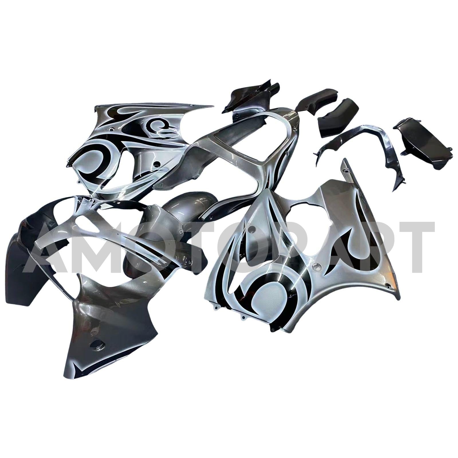 Amotopart 2000-2002 Kawasaki ZX6R 636 & Kit de carénage gris argent pour Kawasaki ZZR600 2005-2008
