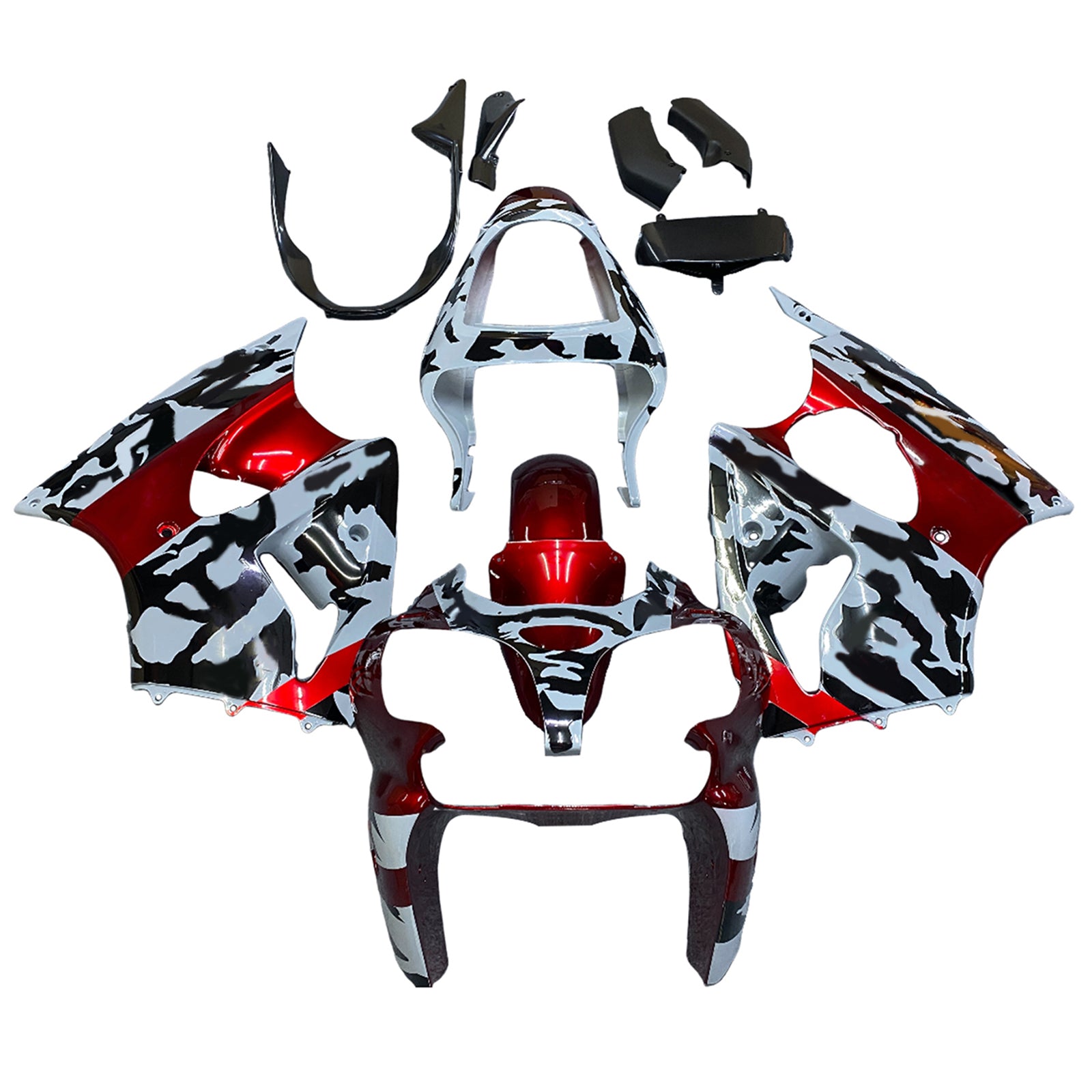 Amotopart 2000-2002 Kawasaki ZX6R 636 & 2005-2008 Kawasaki ZZR600 Red Gray Fairing Kit